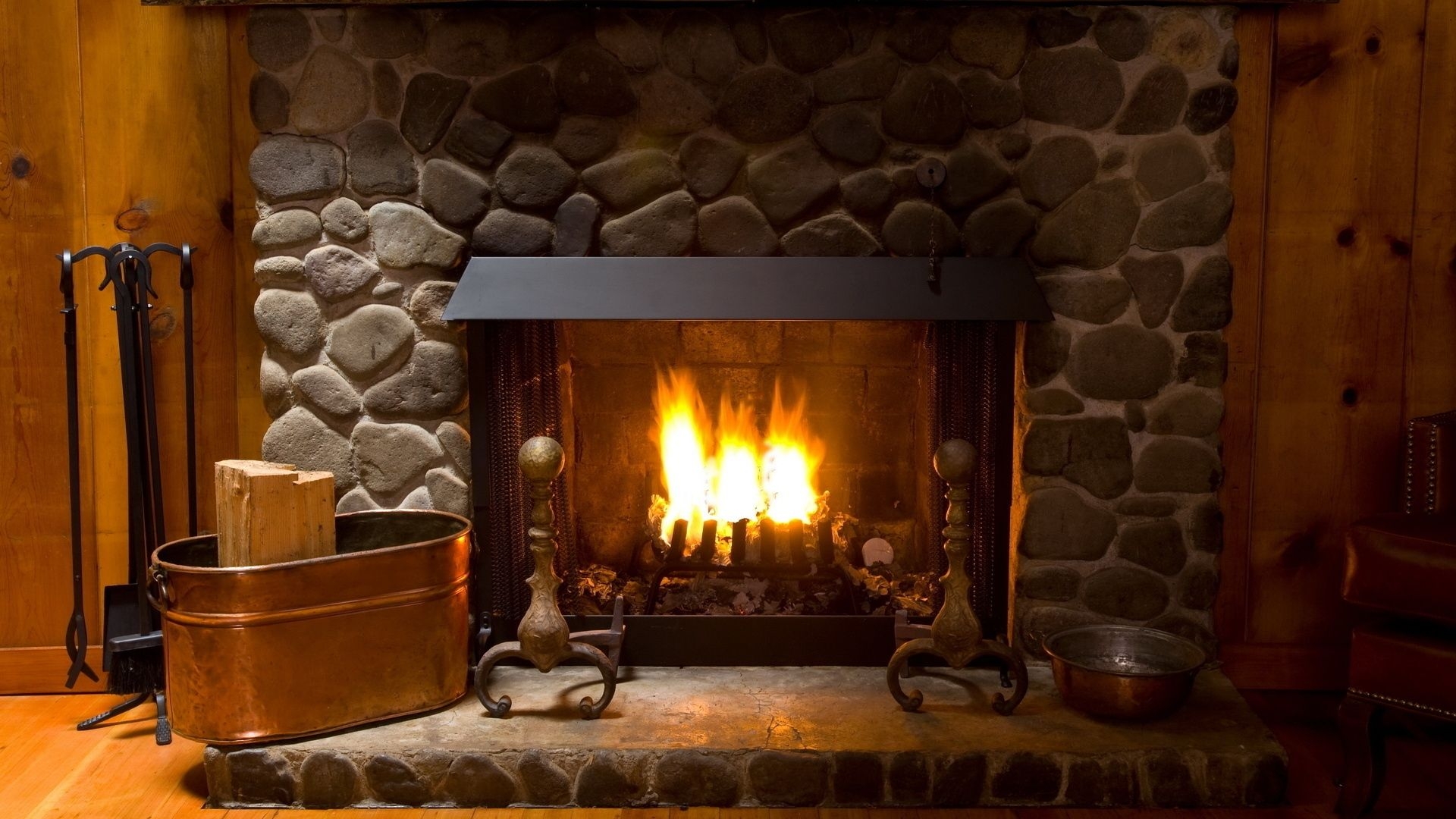 1920x1080 Download Wallpaper  fireplace, cozy, interior, lamp Full HD 1080p HD Background, Desktop