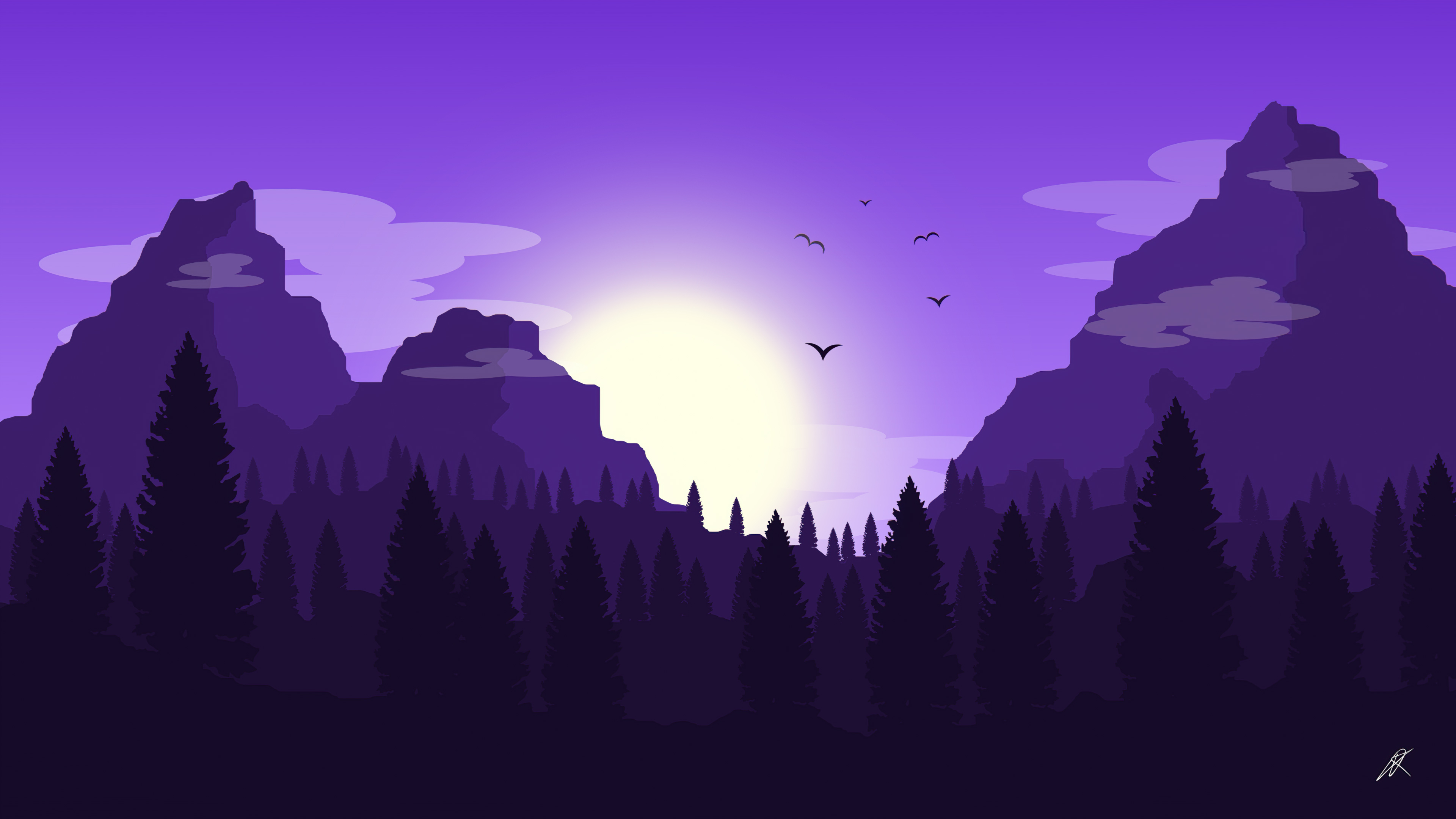 3840x2160 Birds Vector Landscape Minimal 4k, HD Artist, 4k Wallpaper, Image, Background, Photo and Picture, Desktop