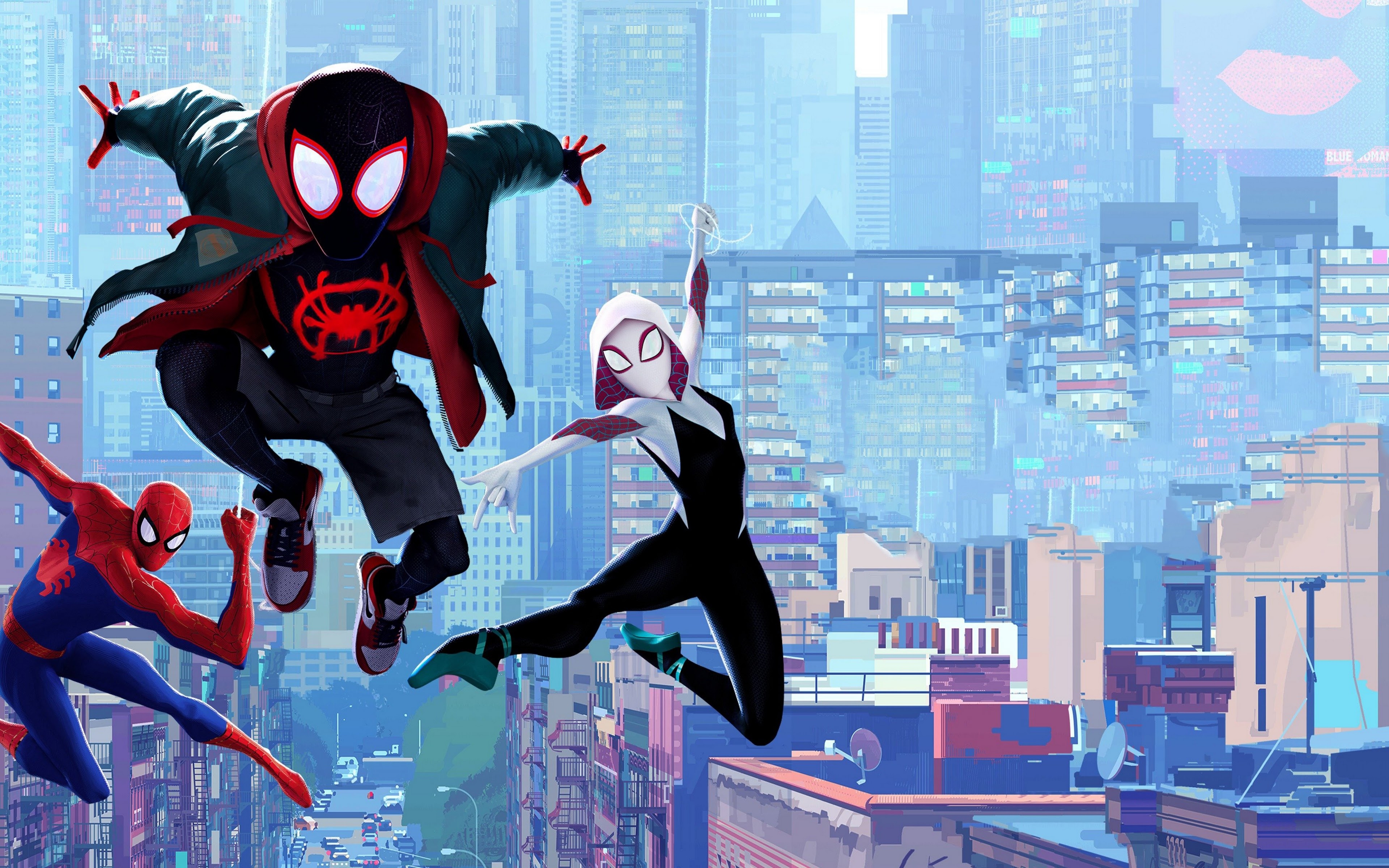 3840x2400 Miles Morales Spider Gwen Peter Parker Spider Man: Into TheSpider Verse 4K Wallpaper, Desktop