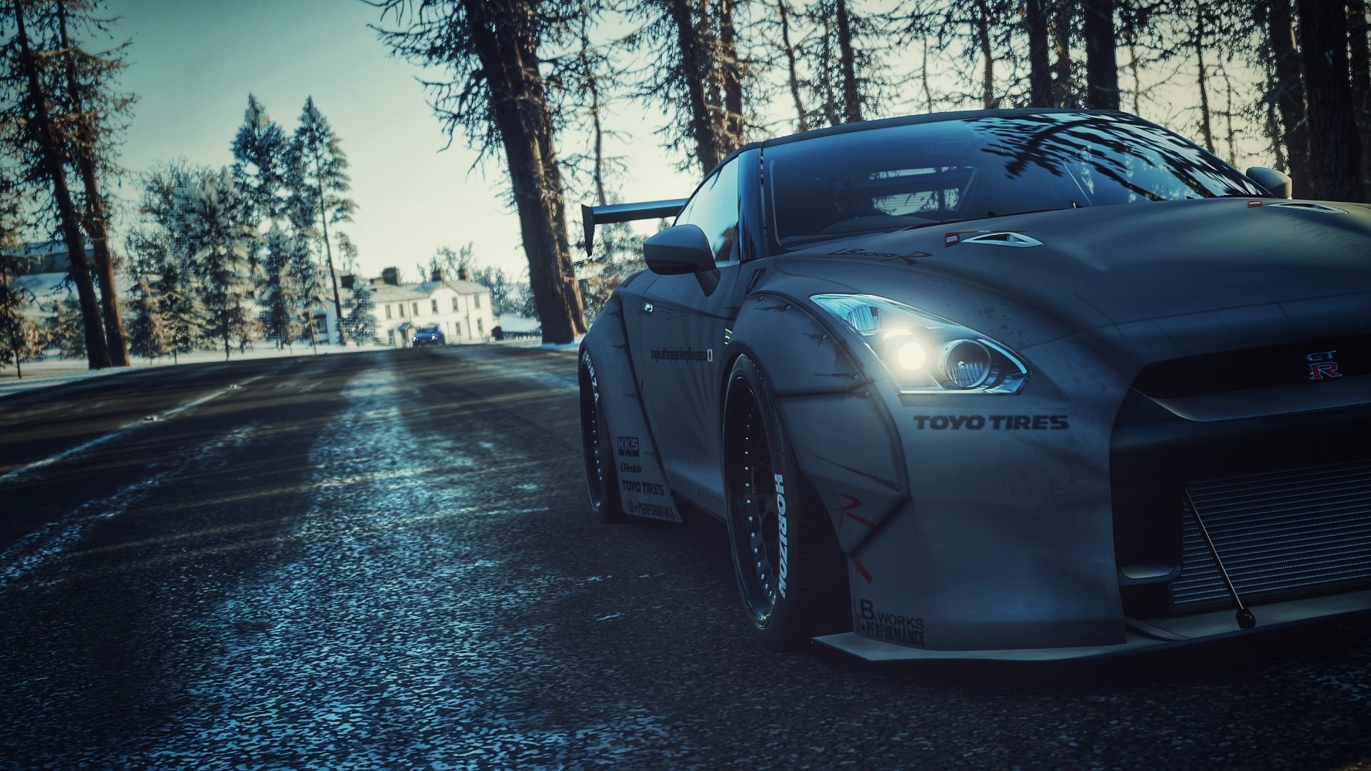 1920x1080 Wallpaper, Nissan GTR, Liberty Walk, car, Forza Horizon GTR R Toyo Tires, winter, Desktop