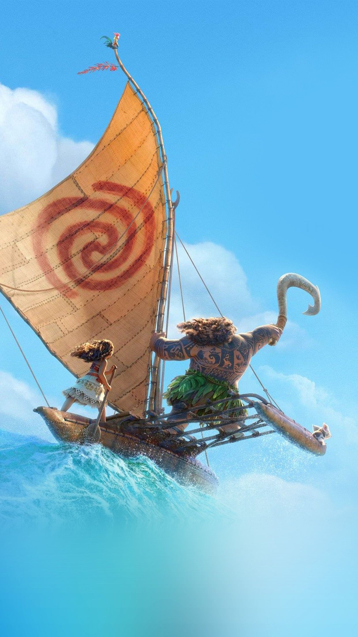 1250x2210 iPhone 6 wallpaper. surf moana disney film anime summer sea illustration art, Phone