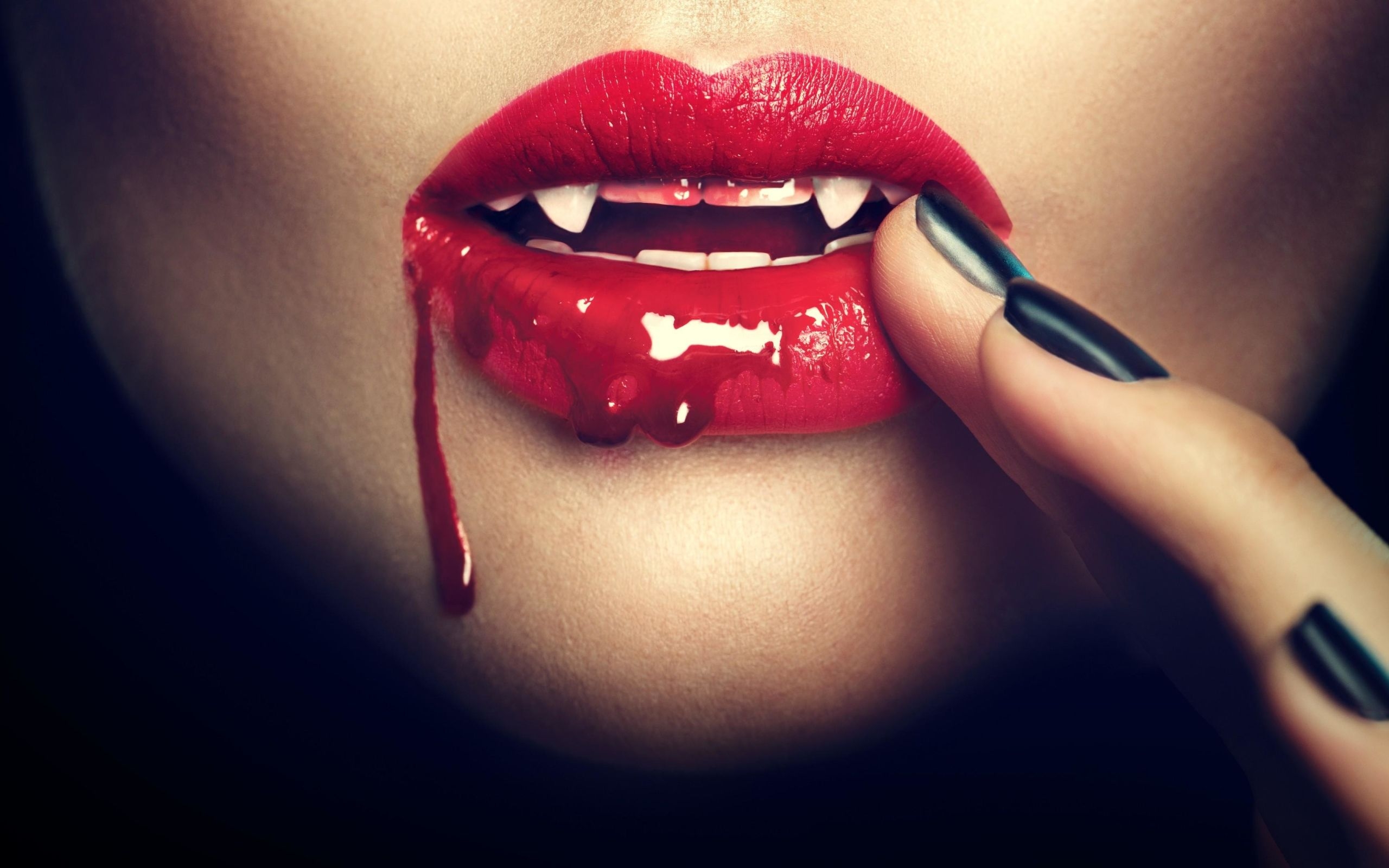 2560x1600 Wallpaper of Blood, Dark, Lipstick, Vampire, Girl background & HD image, Desktop