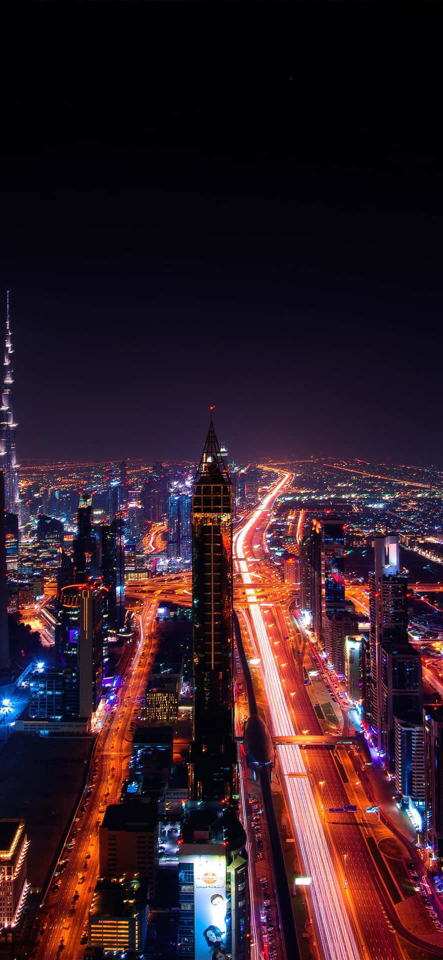 890x1920 Download Dubai City iPhone Display At Night Wallpaper, Phone