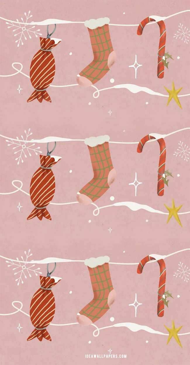 650x1250 Cute Christmas Wallpaper Ideas for Phones, Hanging Sweets Wallpaper, Phone