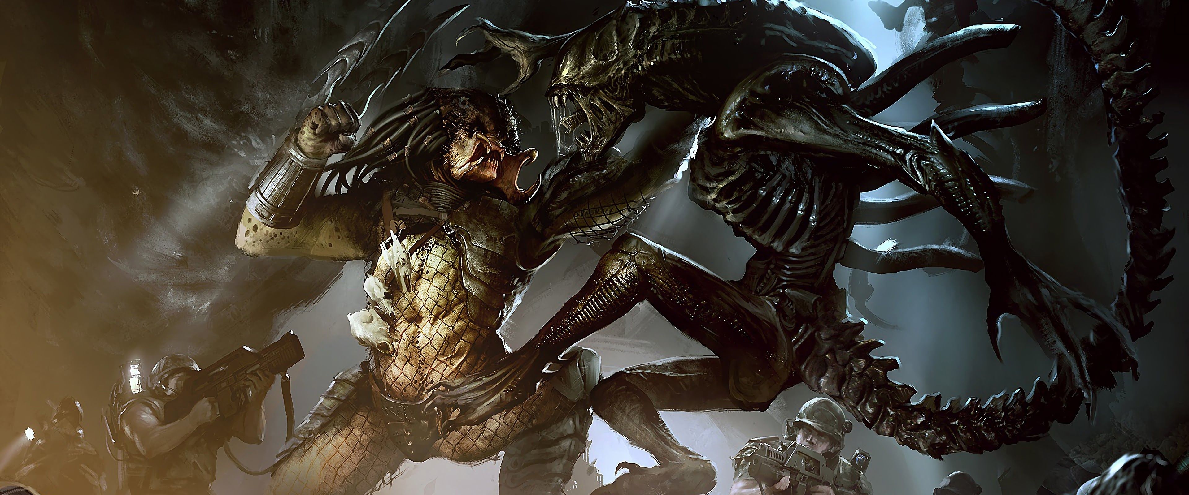 3840x1600 Predator Alien Xenomorph 4K Wallpaper, Dual Screen