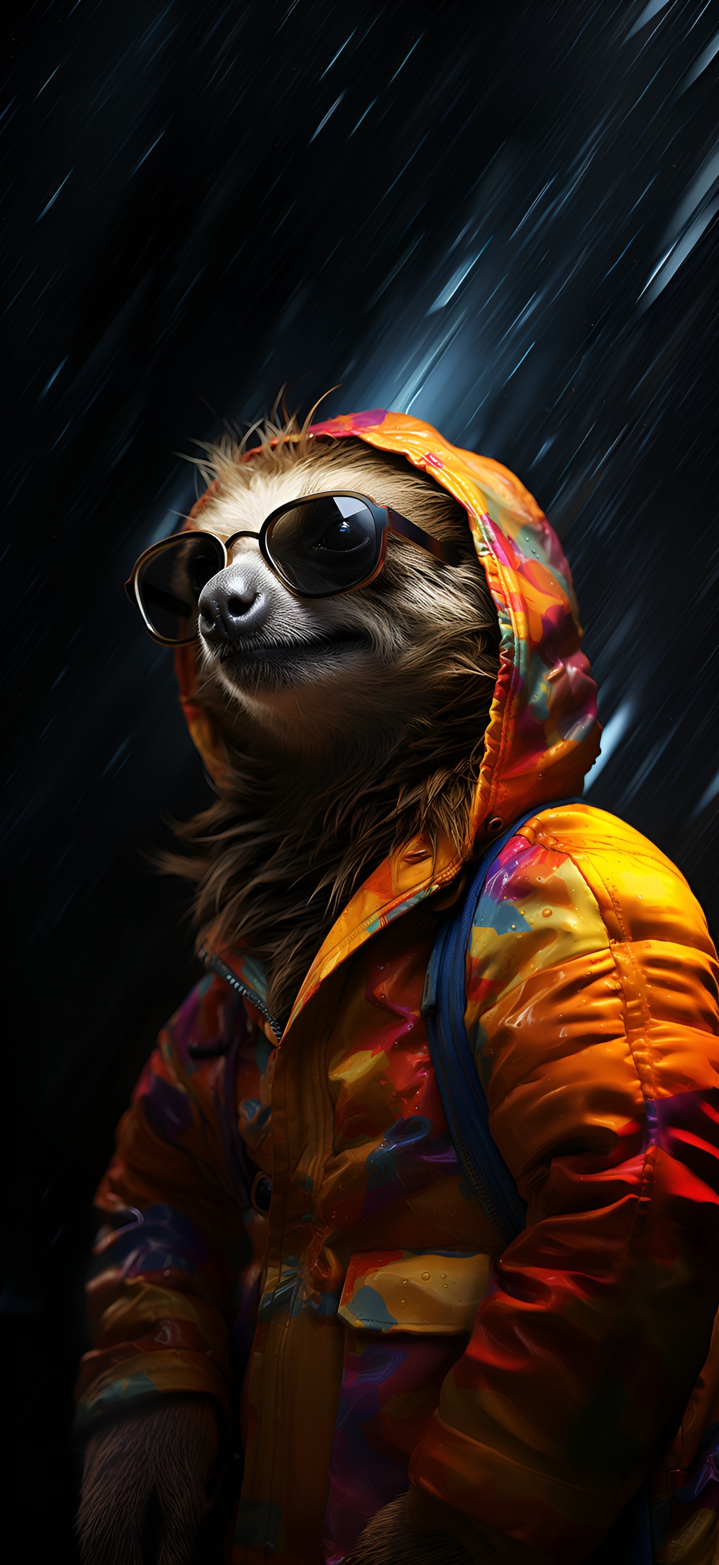 1480x3200 Badass Sloth Effect Wallpaper, Phone