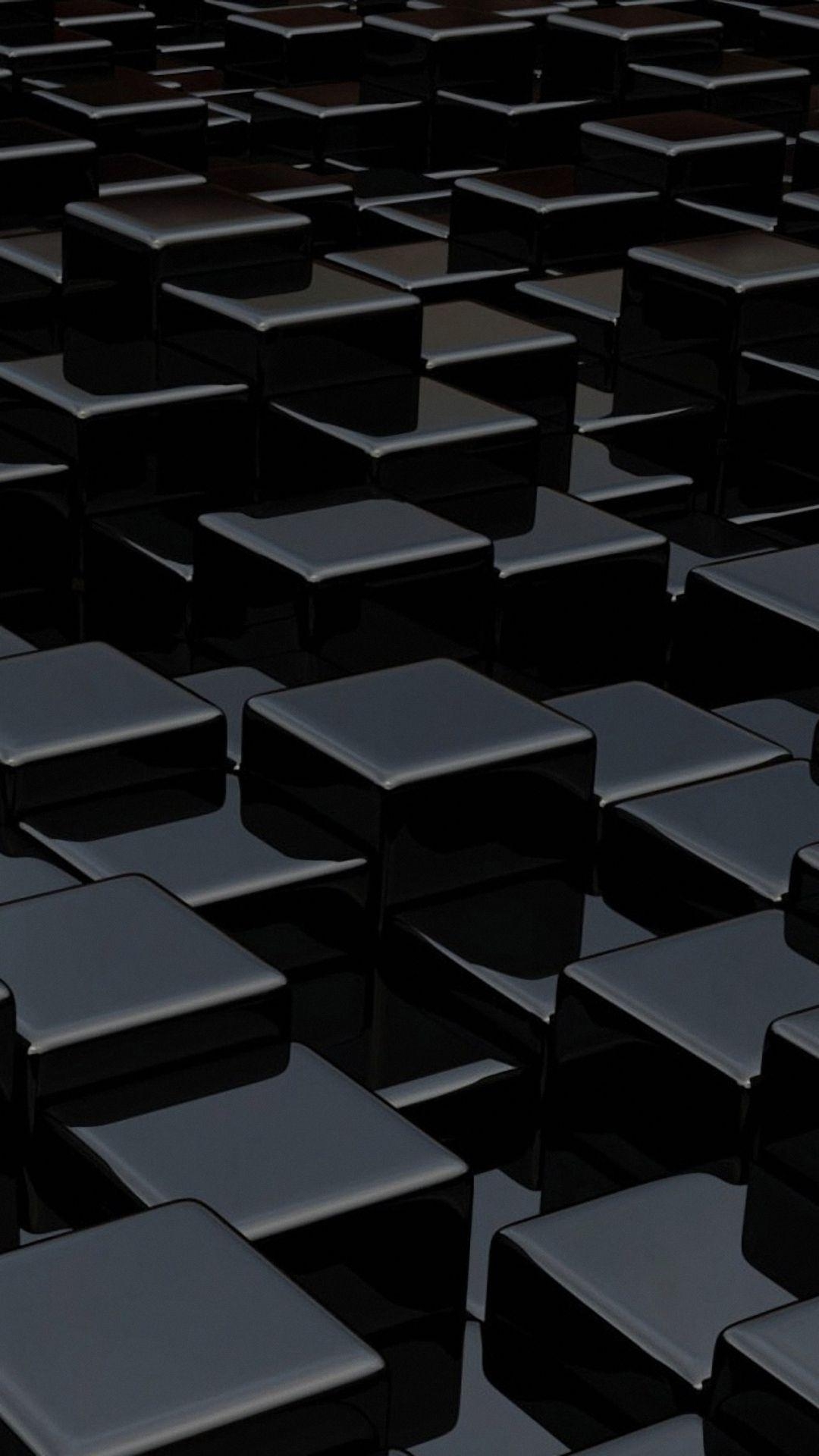 1080x1920 Black Cubes 3D samsung galaxy a7 Wallpaper HD, Phone