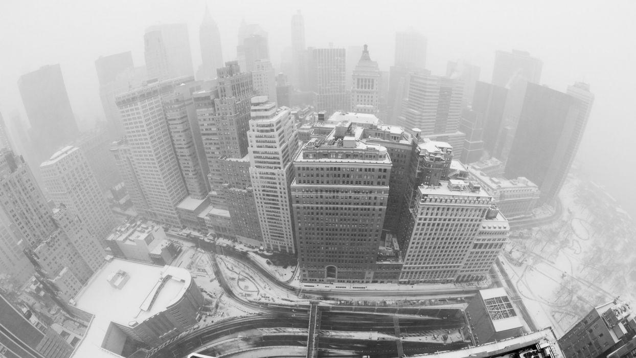 1250x700 New York Buildings Skyscrapers BW Snow Winter wallpaperx1080, Desktop