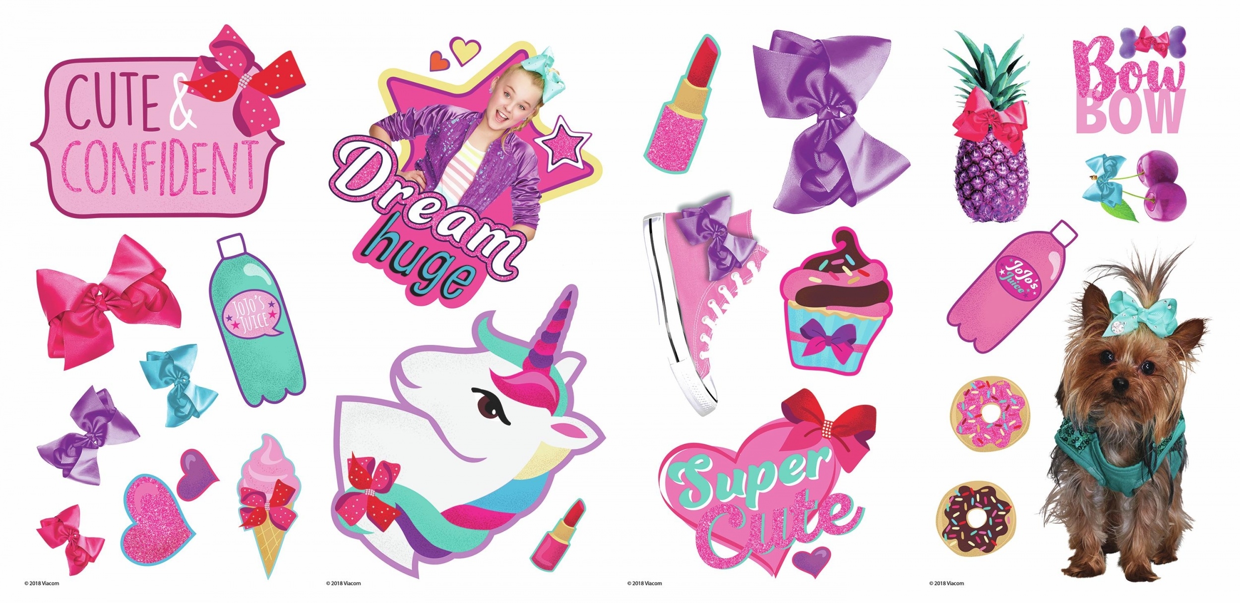 2500x1220 RoomMates wall stickers JoJo Siwa Cute and Confident vinyl 23 pieces, Dual Screen