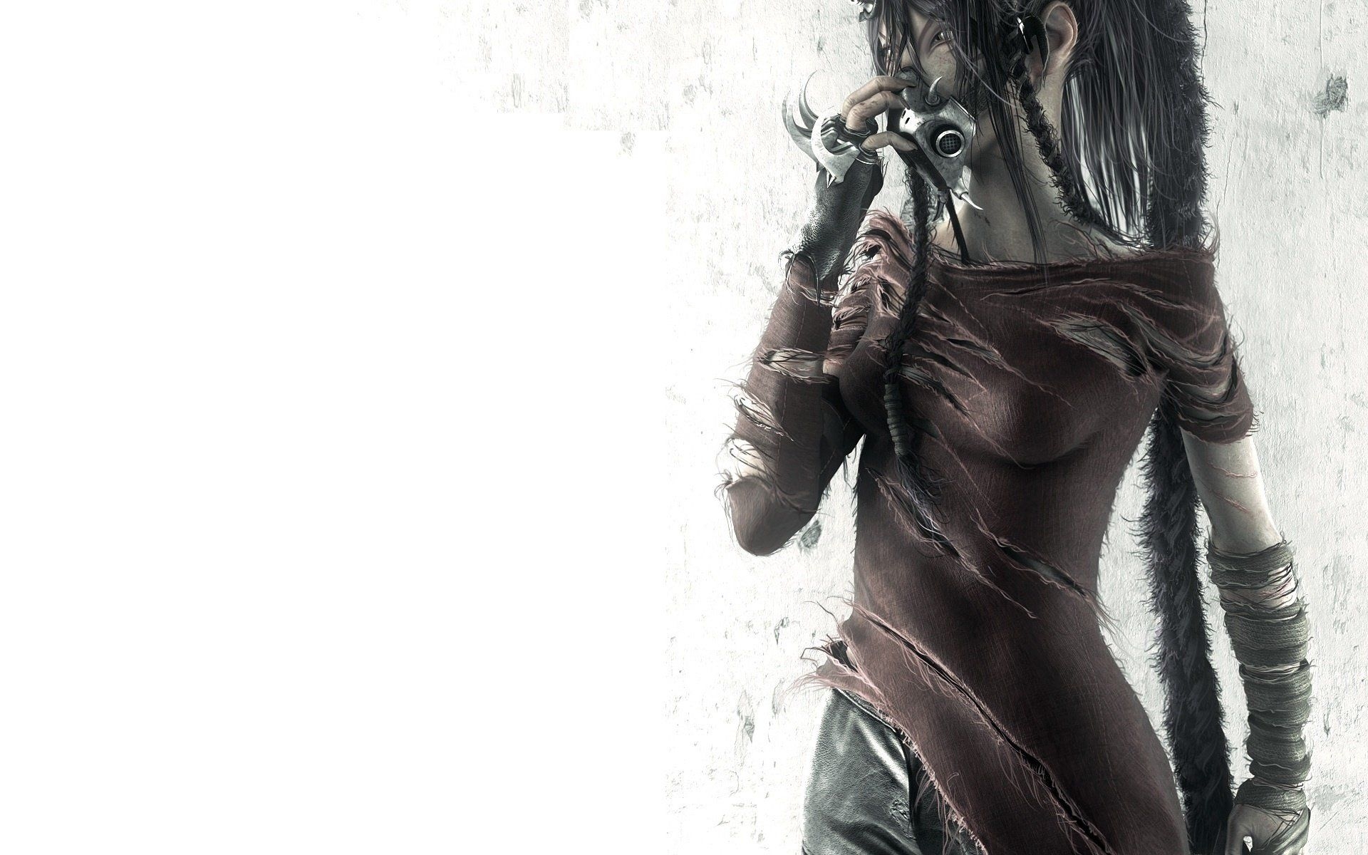1920x1200 dark, Gas, Mask, Cyborg, Fantasy, Girl, Apocalyptic Wallpaper HD, Desktop