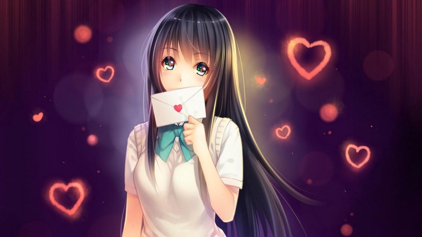 1600x900 Female anime character, manga, letter, love HD wallpaper, Desktop