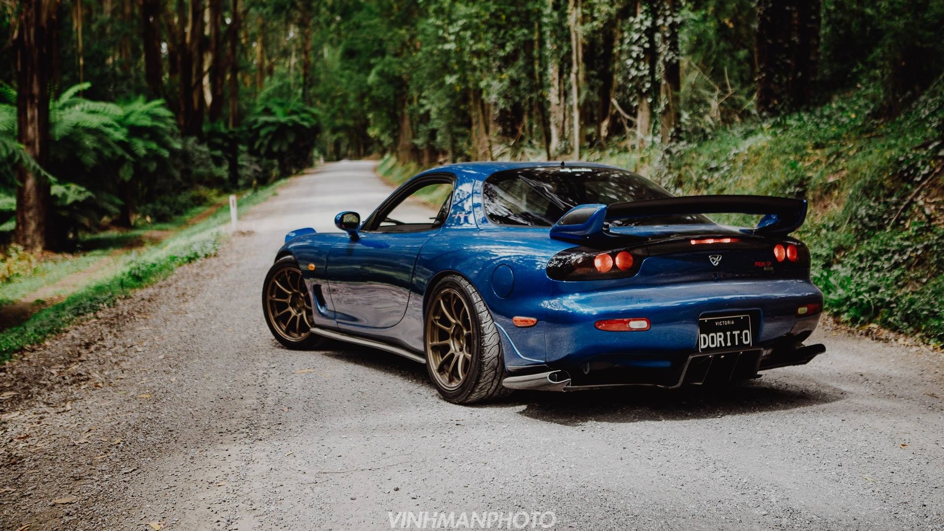 1920x1080 Wallpaper, Mazda RX 7 FD, JDM, Japanese cars, sports car, blue cars, road, Desktop