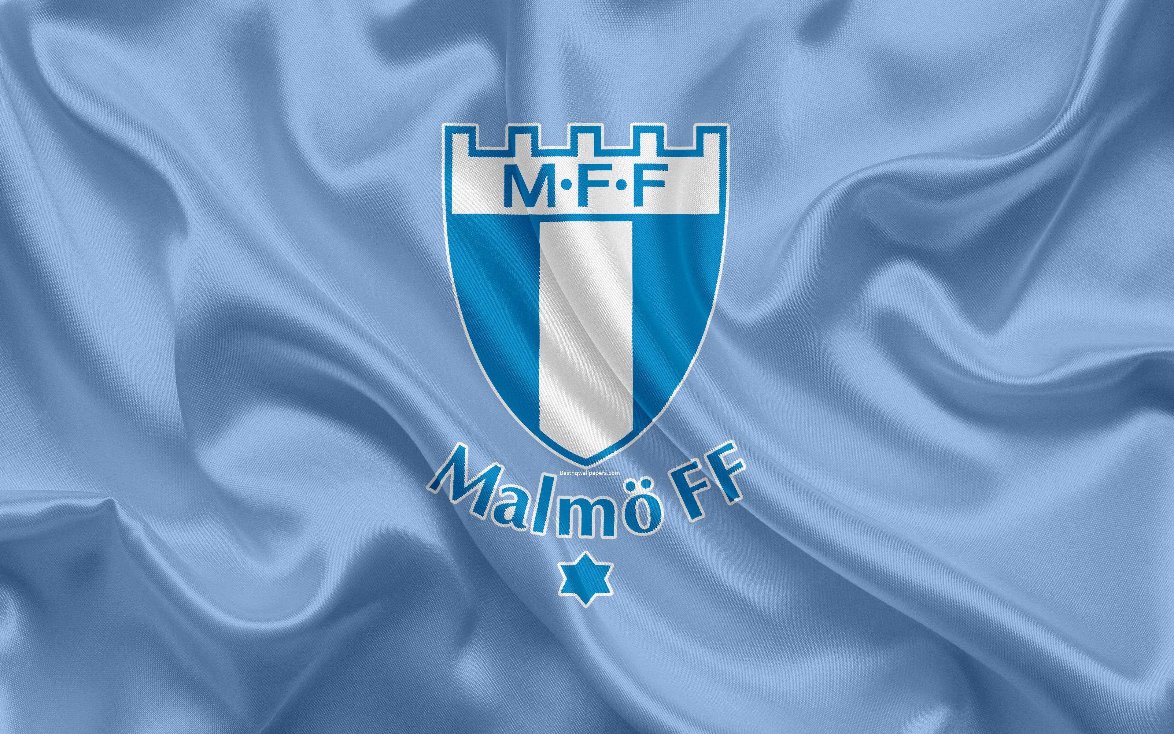 3840x2400 Download wallpaper Malmo FF FC, 4k, Swedish football club, logo, Desktop