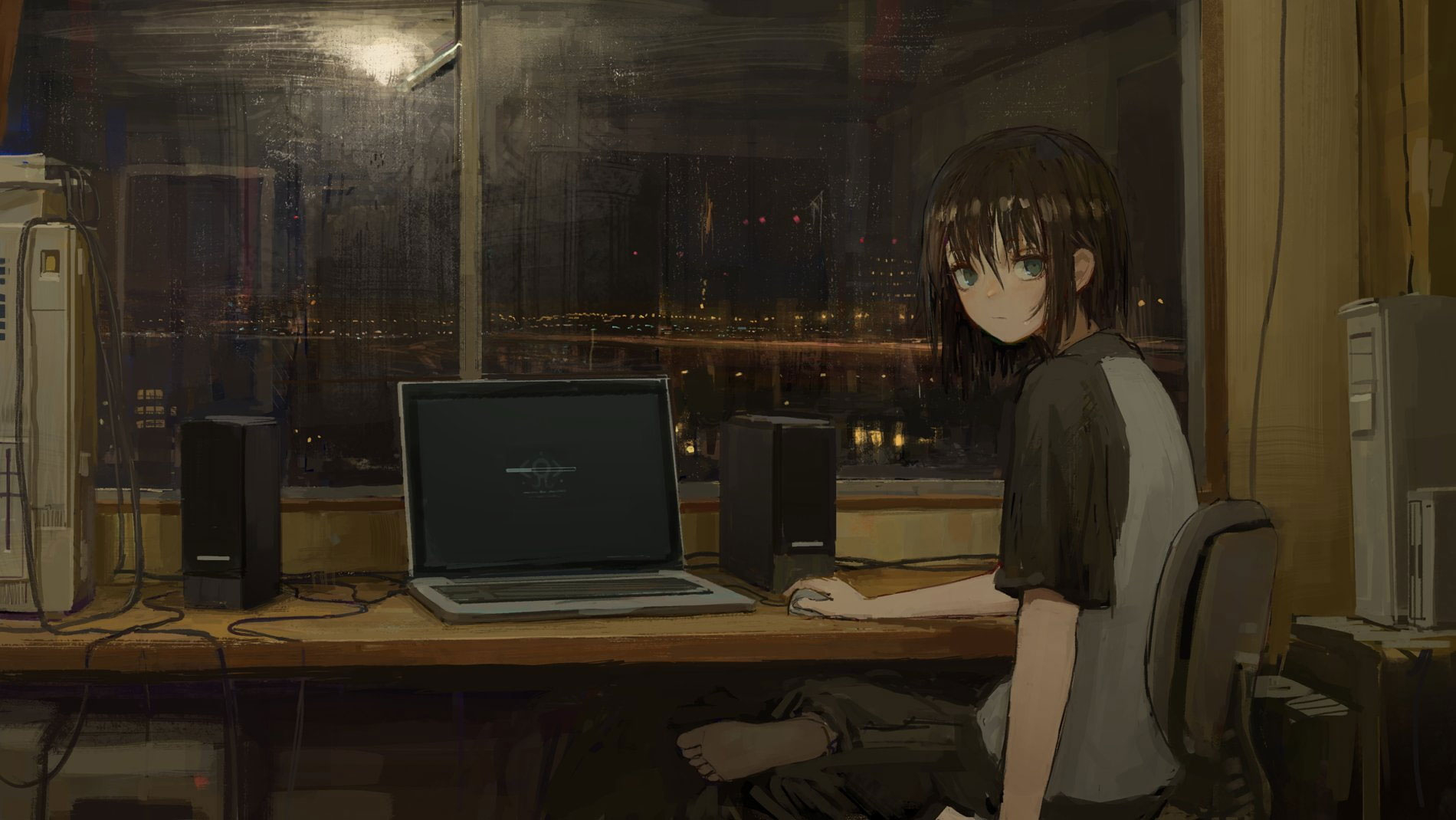 1900x1070 Wallpaper Lofi Anime, Anime Girls, Room, Laptop, Brunette • Wallpaper For You HD Wallpaper For Desktop & Mobile, Desktop