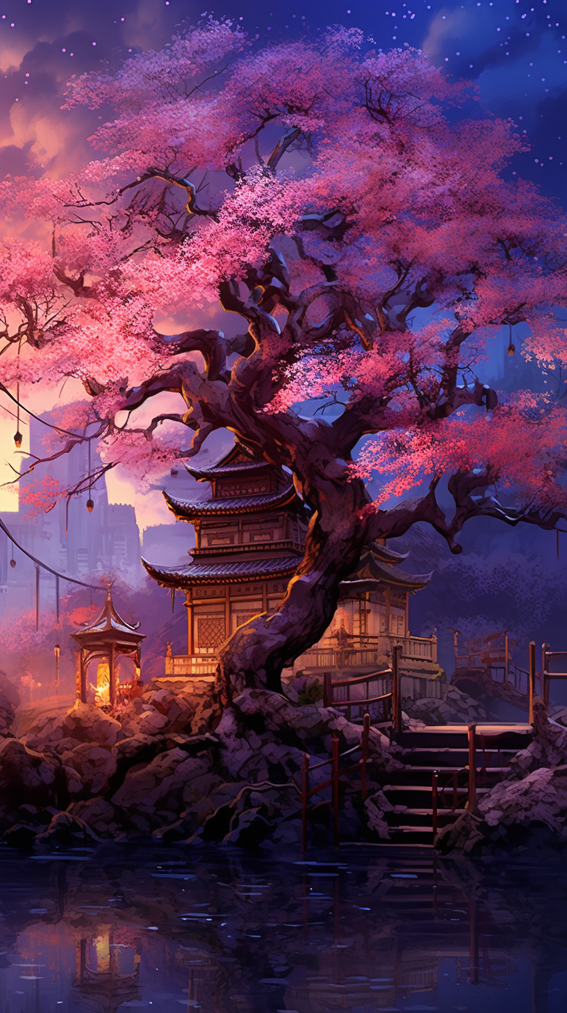 820x1460 Serene Nature Settings Anime Art Wallpaper Manga Digital Art, Phone