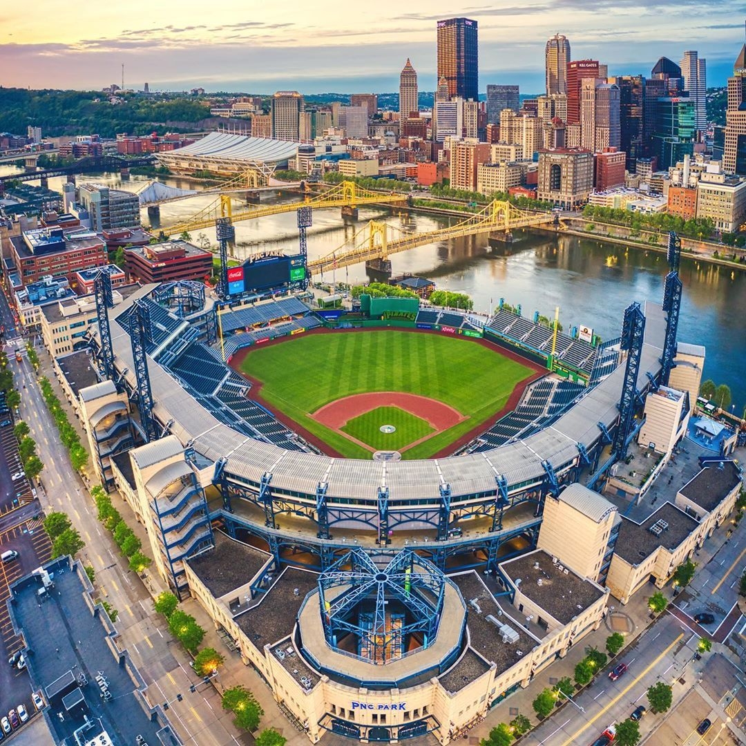 1080x1080 Likes, 8 Comments McGrew Photography on Instagram: “The first bit of light from this morning hits th. Pnc park, Aerial, Baseball park, Phone