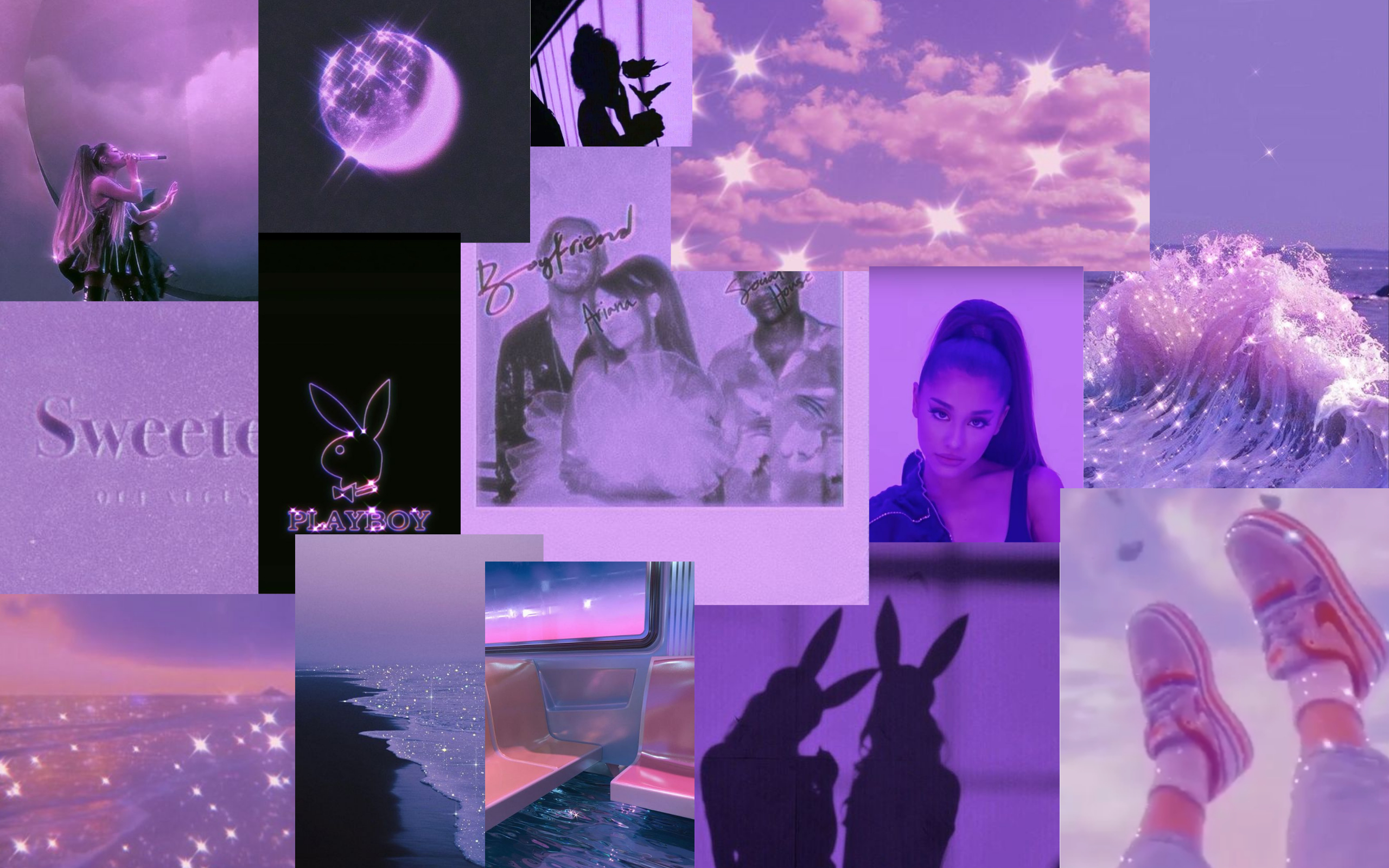 2560x1600 Purple Collage Wallpaper Ariana Grande Themed. Cute Laptop Wallpaper, Cute Desktop Wallpaper, Aesthetic Desktop Wallpaper, Desktop