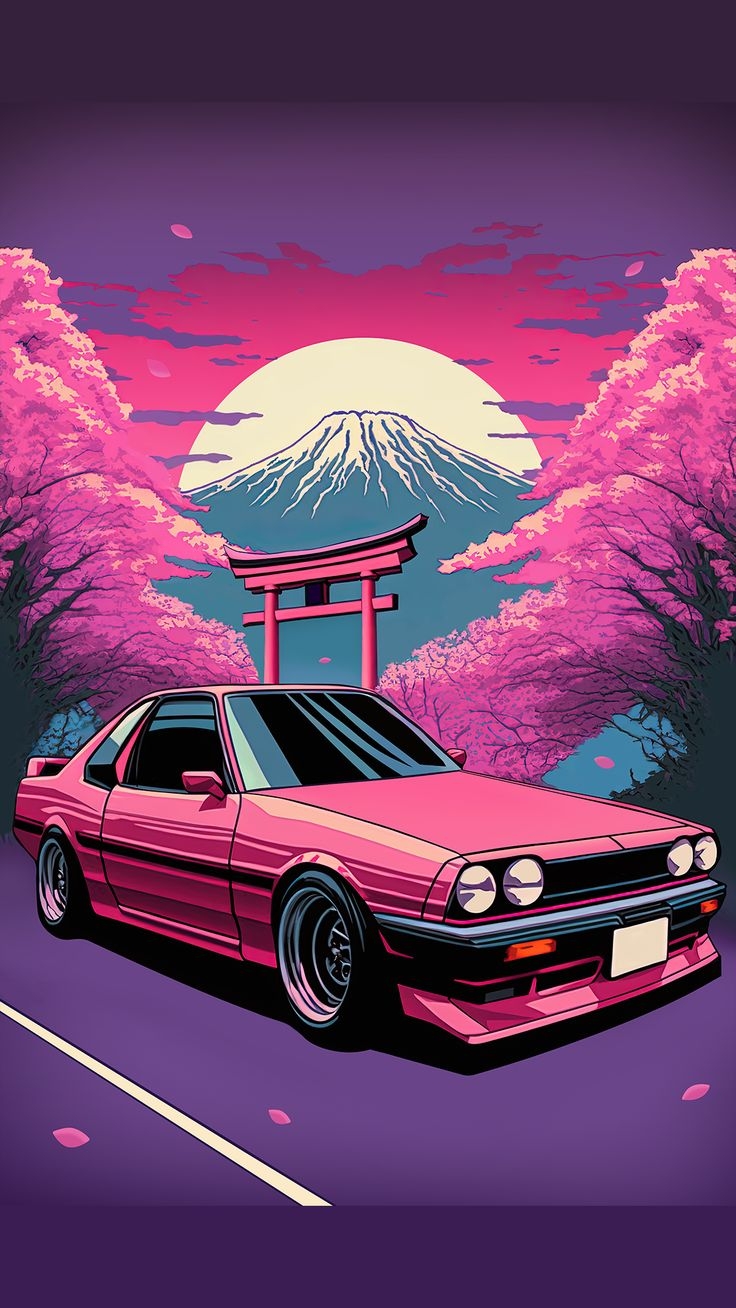 740x1310 Tokyo Drift: Retro Wave Car, Phone