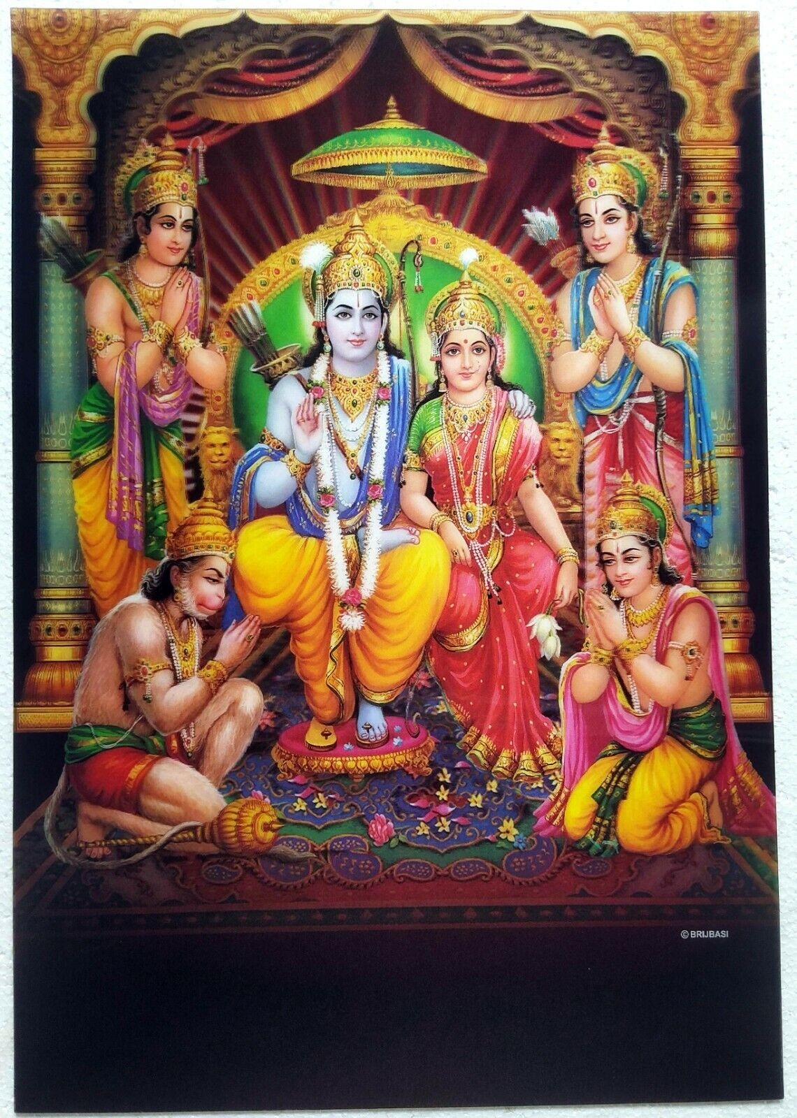 1140x1600 High Quality 3D Poster Shri Ram Mata Sita Lakshman Hanuman x 18 inch, Phone