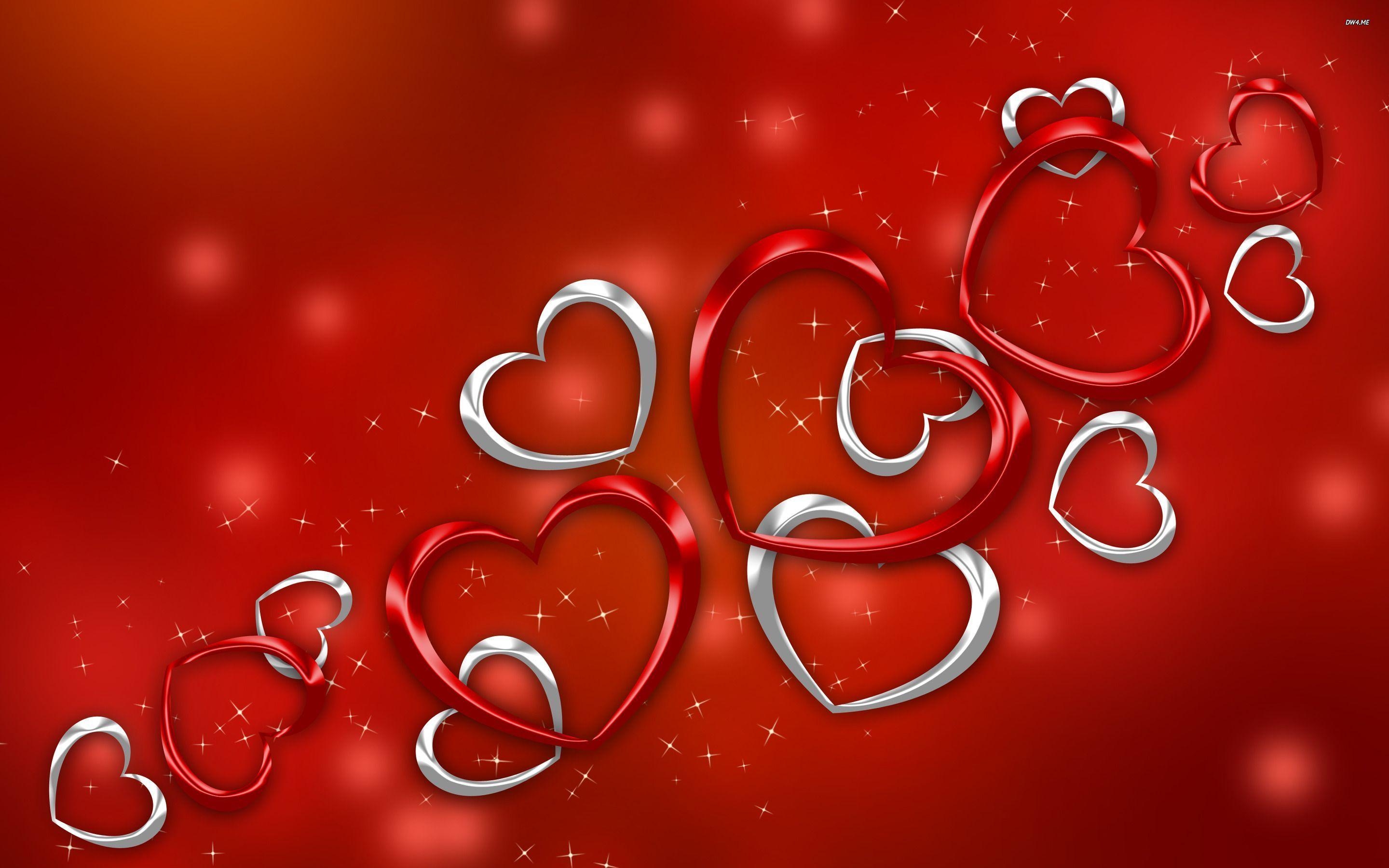 2880x1800 2110 Red And Silver Hearts, Desktop