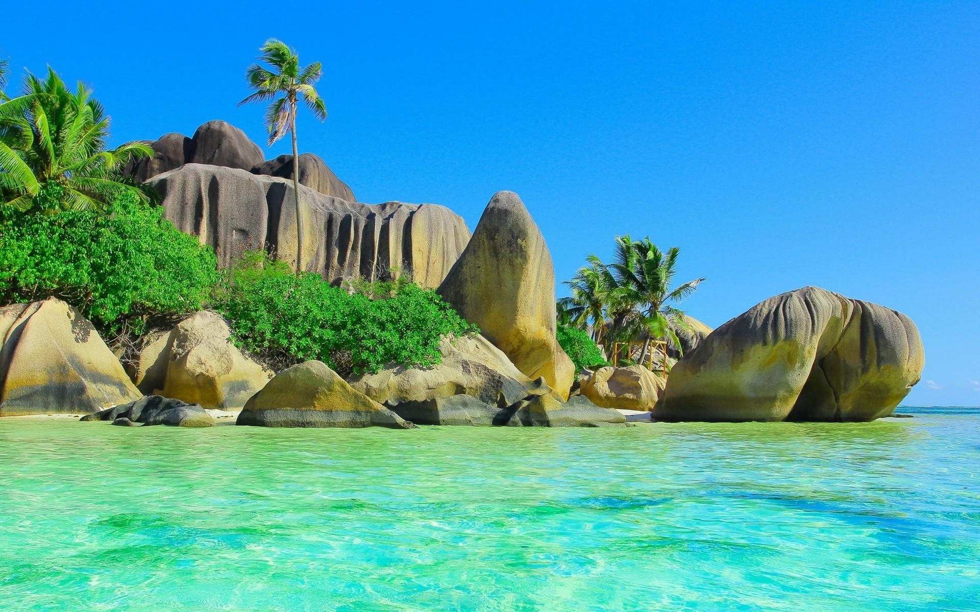 1920x1200 Huge smooth stones on a tropical island wallpaper and image, Desktop