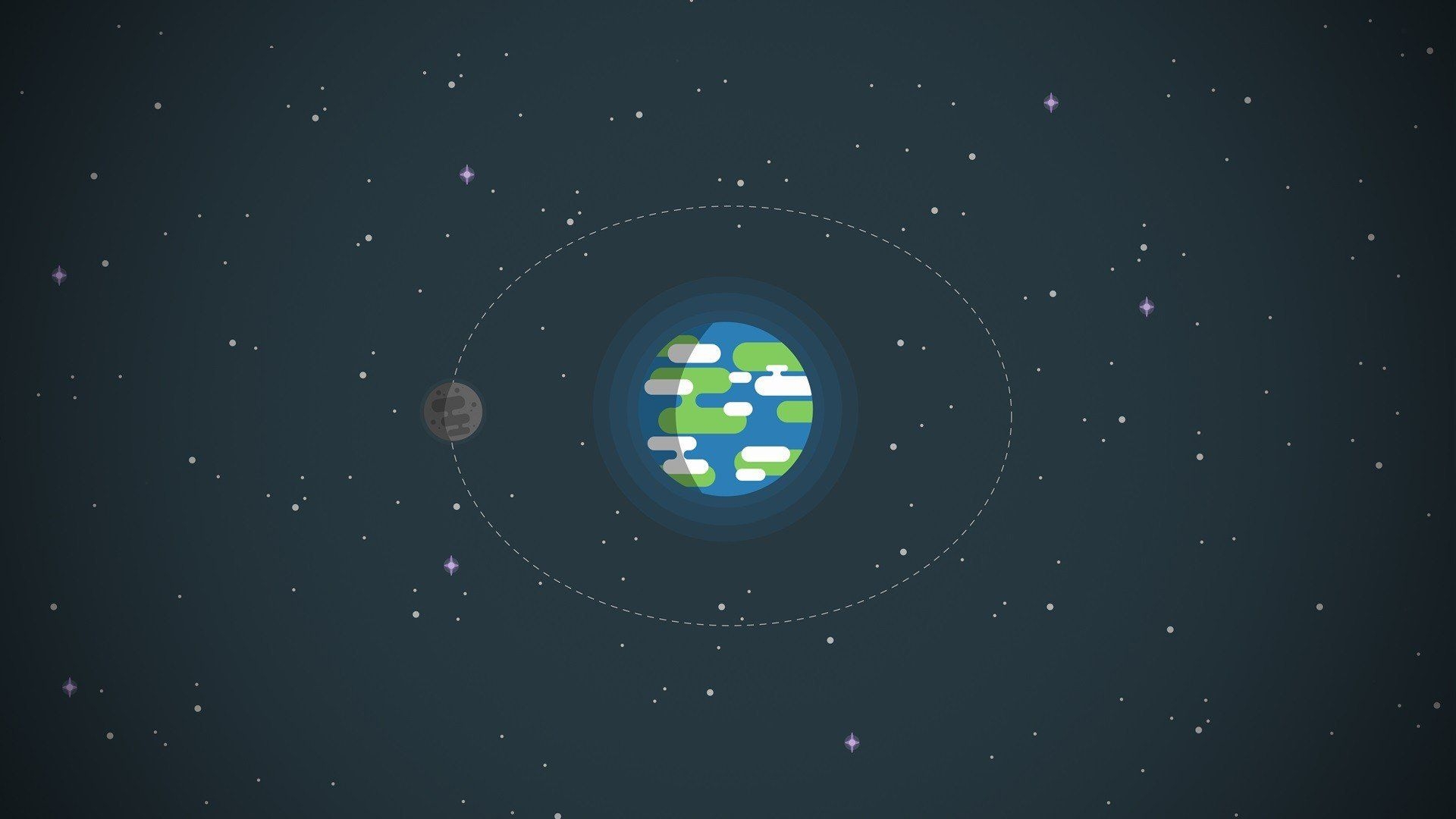 1920x1080 Earth, Moon, Minimalism, Stars, Space, Kurzgesagt Wallpaper HD, Desktop