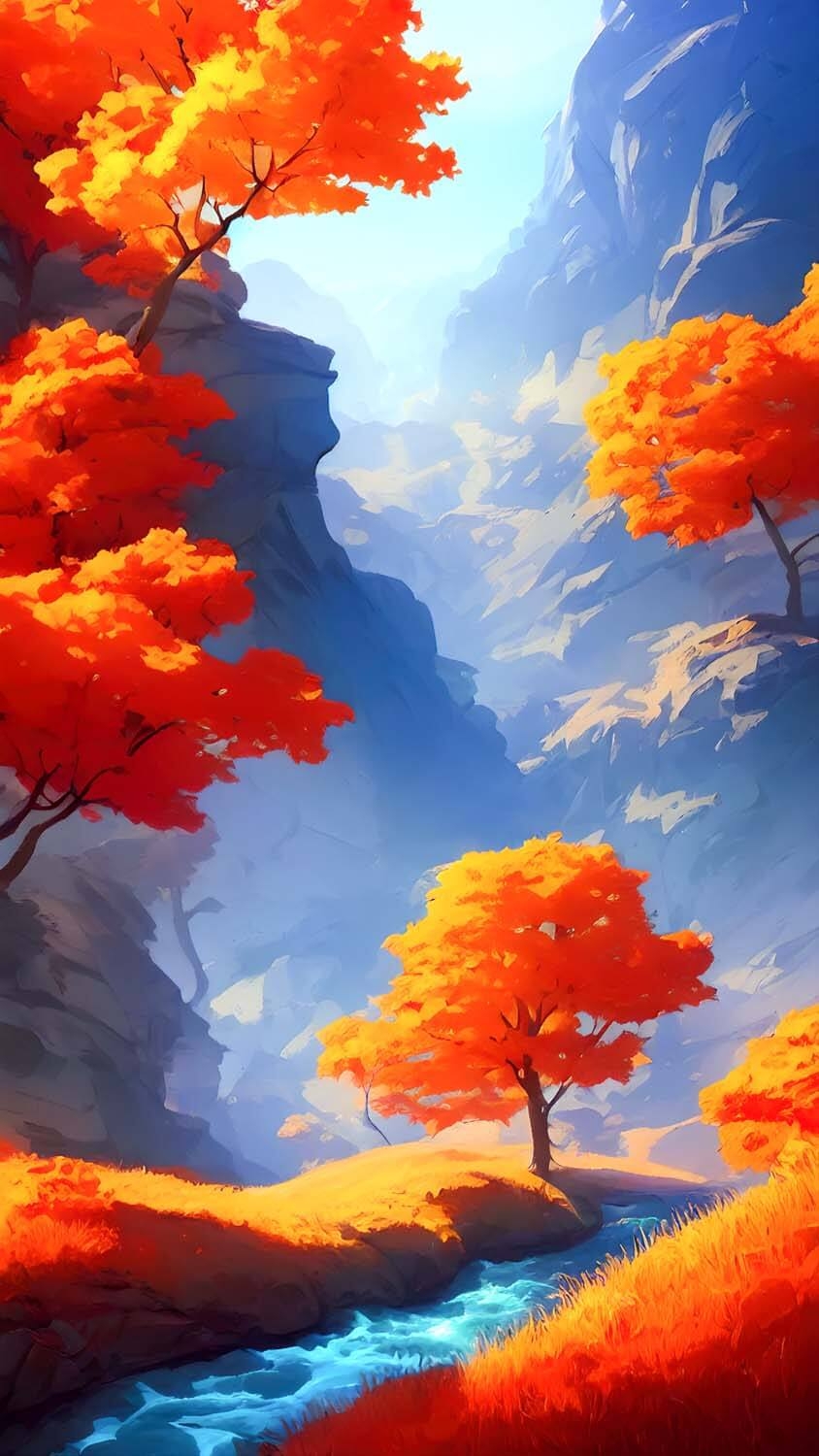 850x1500 Autumn Painting iPhone Wallpaper HD, Phone