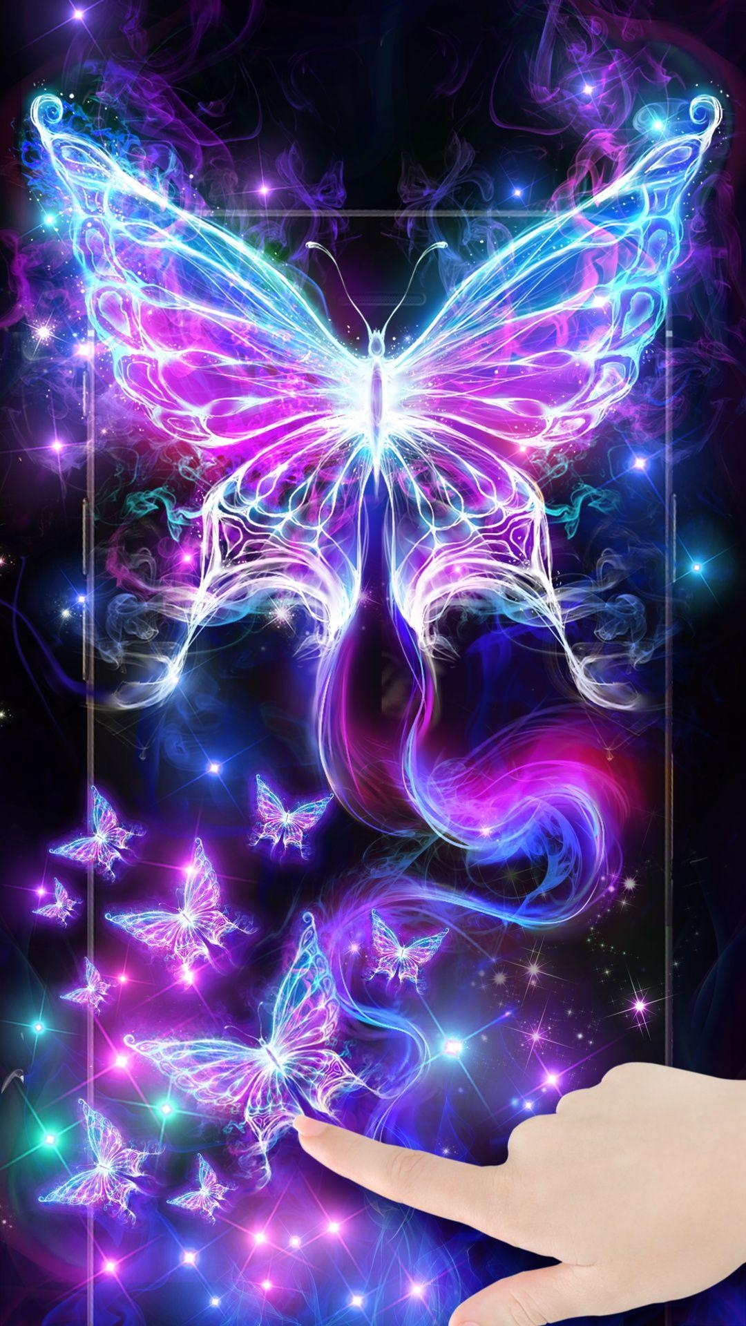 1080x1920 Beautiful smoke neon butterfly live wallpaper. Live wallpaper iphone, iPhone wallpaper glitter, Butterfly wallpaper, Phone