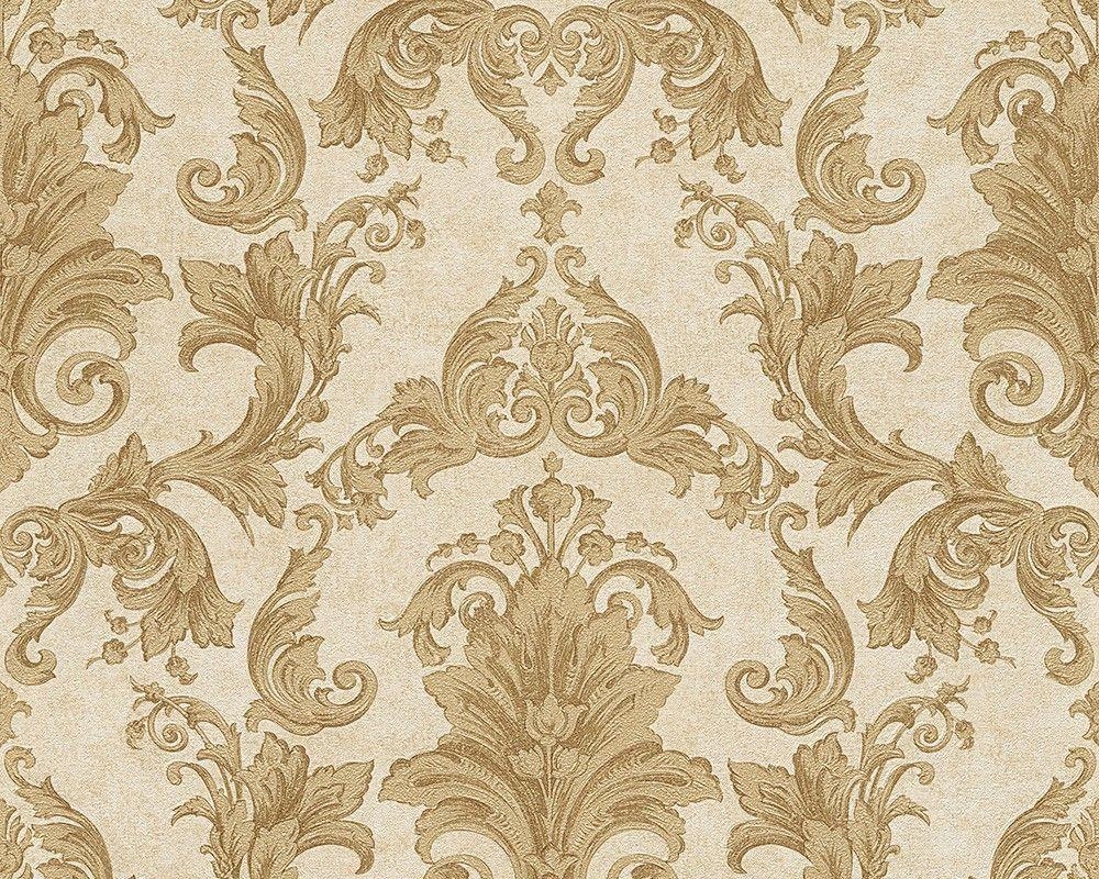 1000x800 Wallpaper Versace Ornament Gold Cream 96215 5, Desktop