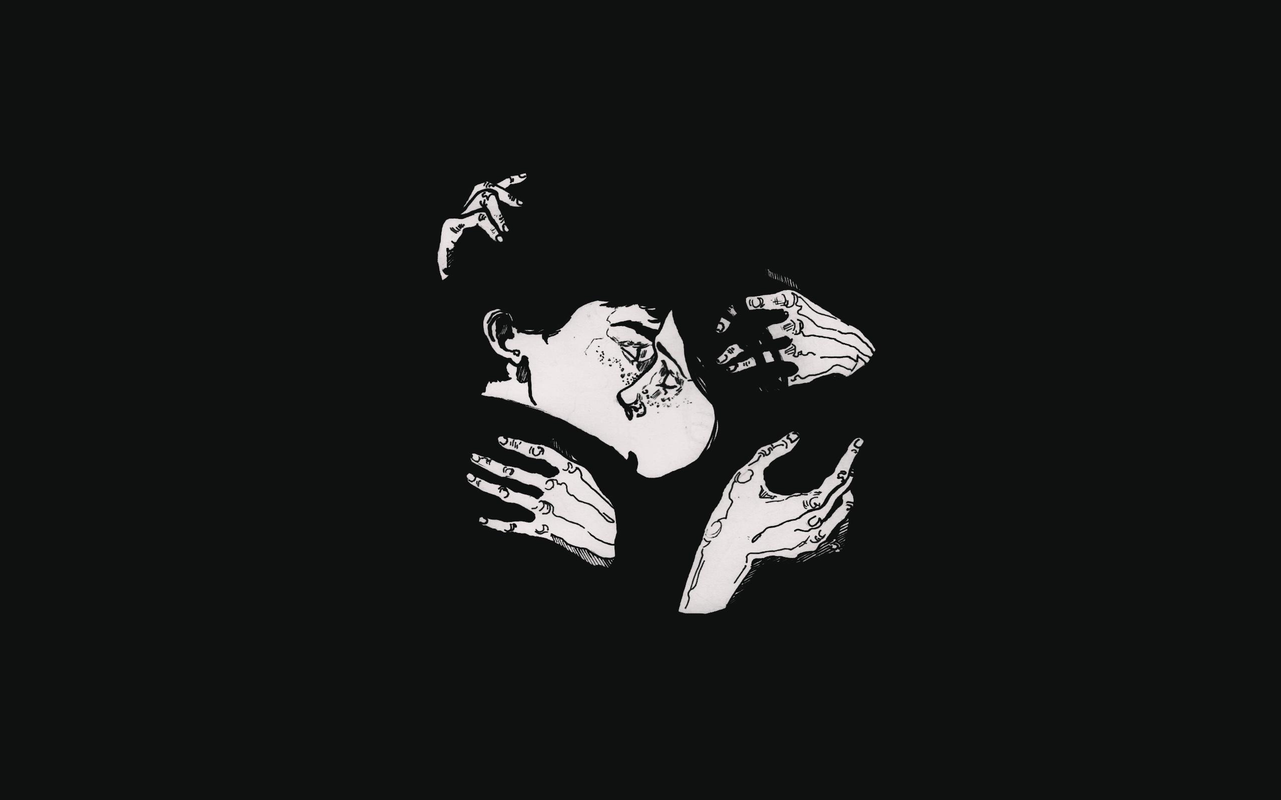 2560x1600 Boy Girl Black Kiss Minimalism Wallpaper, Desktop