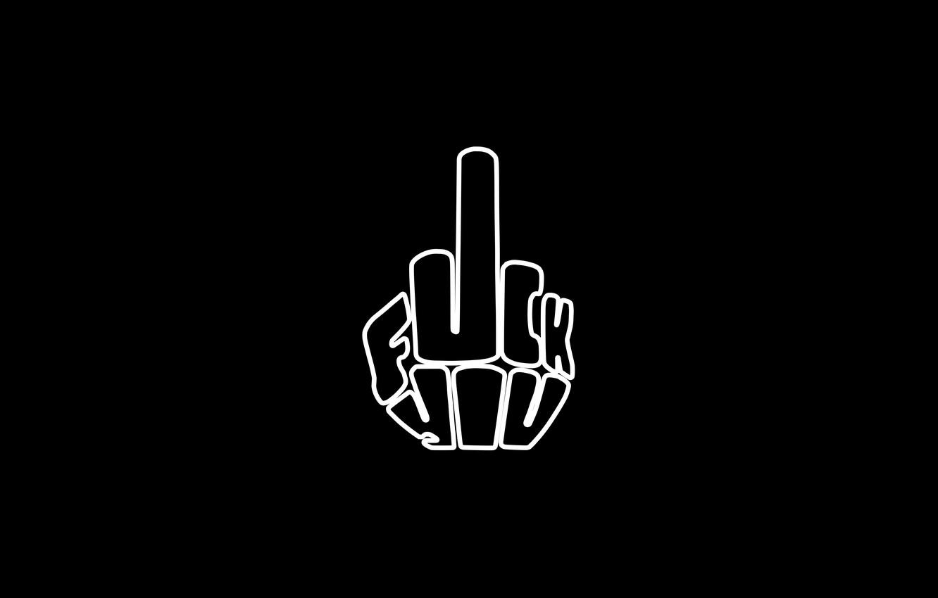 1340x850 Wallpaper hand, minimalism, FAK, black background, f*ck, middle finger, f*ck you, fakyu image for desktop, section минимализм, Desktop