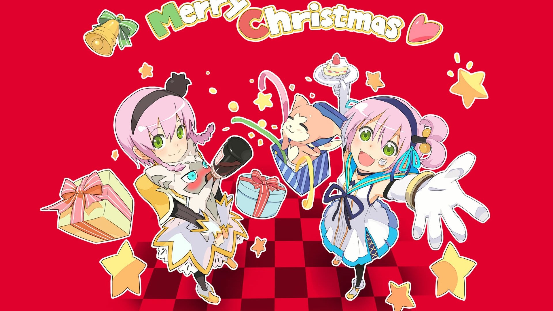 1920x1080 Anime, christmas, merry, wallpaper, girls, Desktop