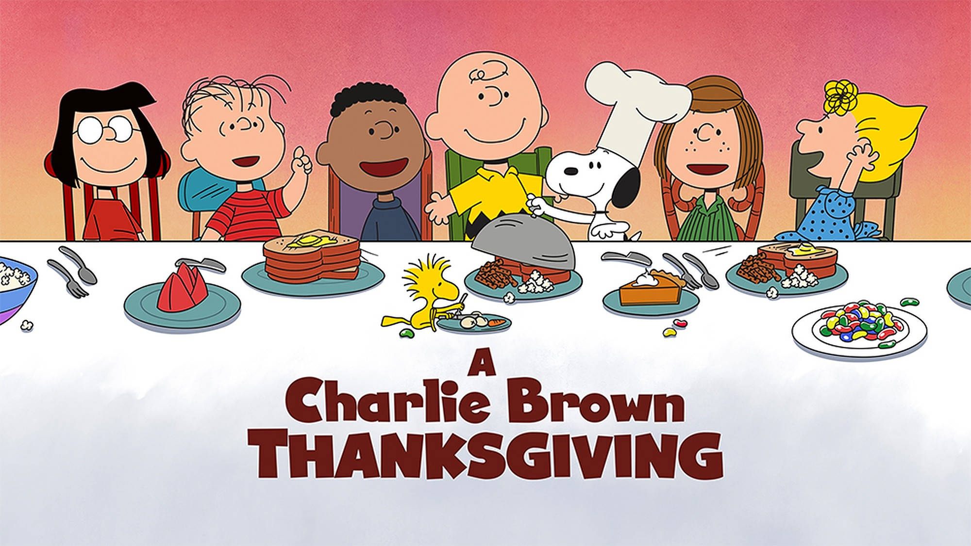 2000x1130 Download Charlie Brown Thanksgiving Feast Wallpaper, Desktop