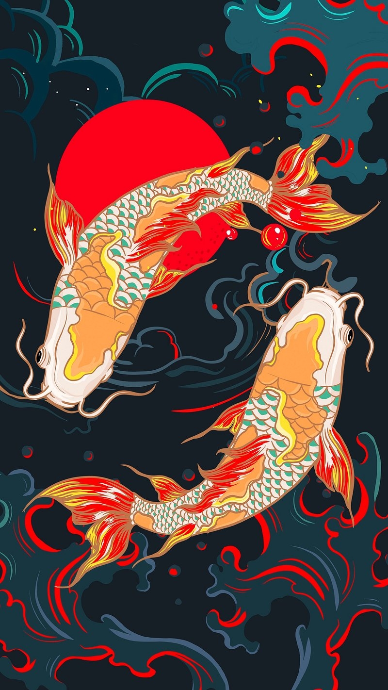 800x1430 Koi carp fish iPhone wallpaper, Phone