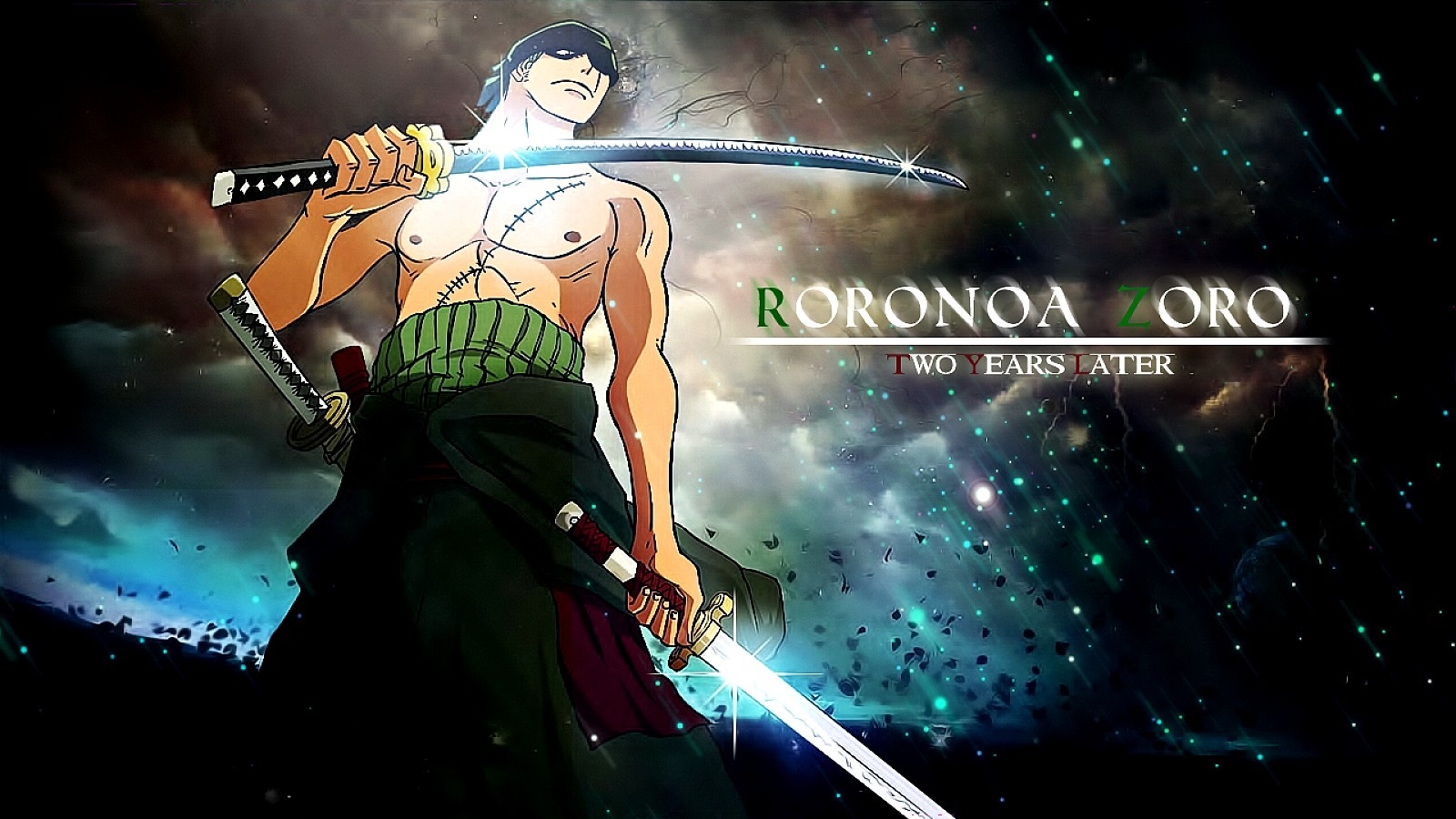 1600x900 Wallpaper, anime, One Piece, Roronoa Zoro, midnight, screenshot, computer wallpaper, Desktop