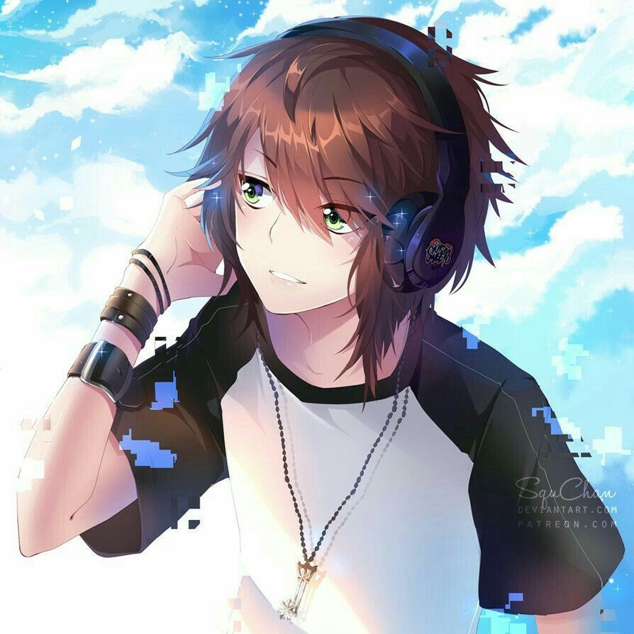 900x900 Anime Boy Wearing Headphones, Phone