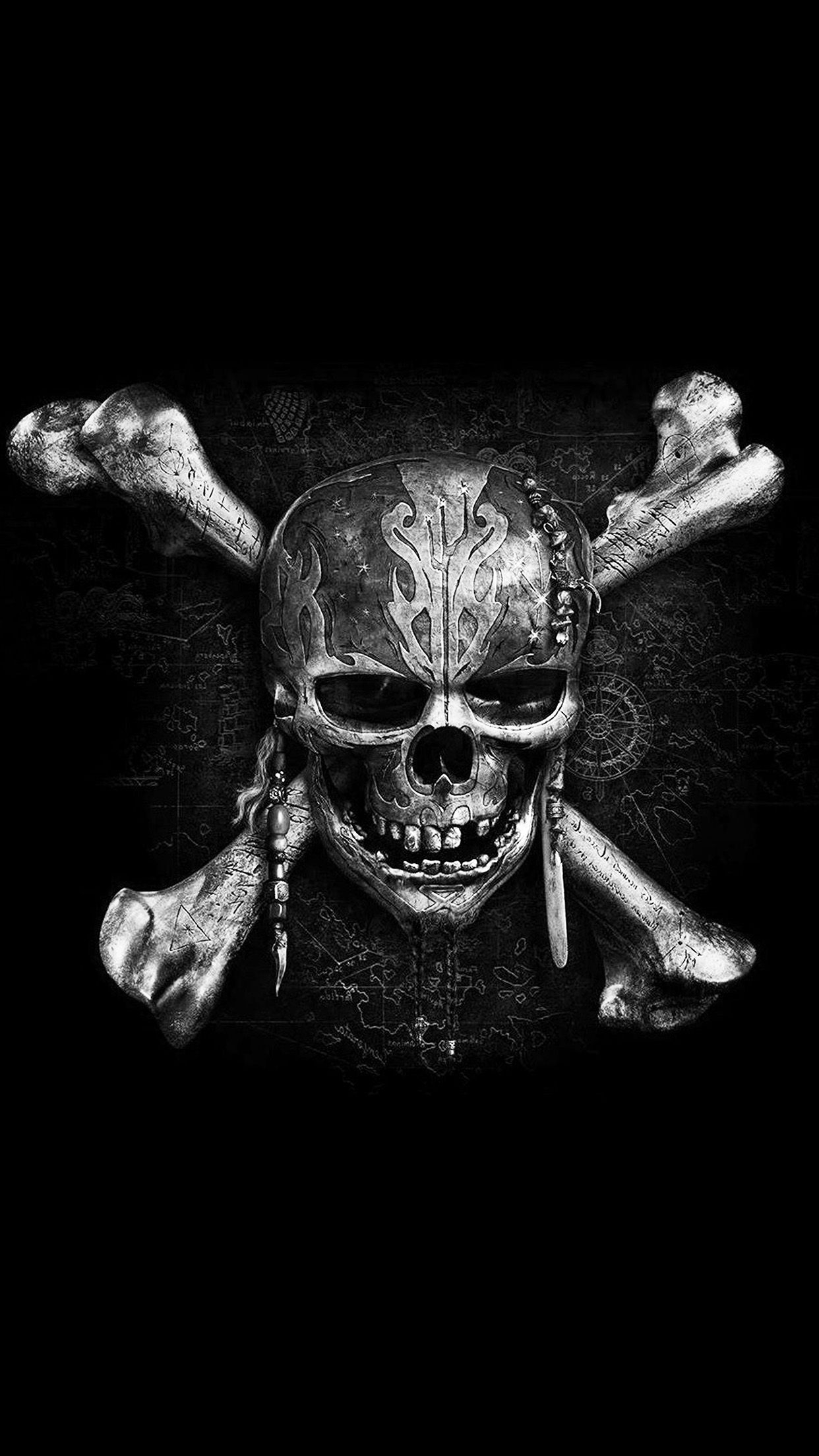 1250x2210 pirates dark skull art illustration bw, Phone