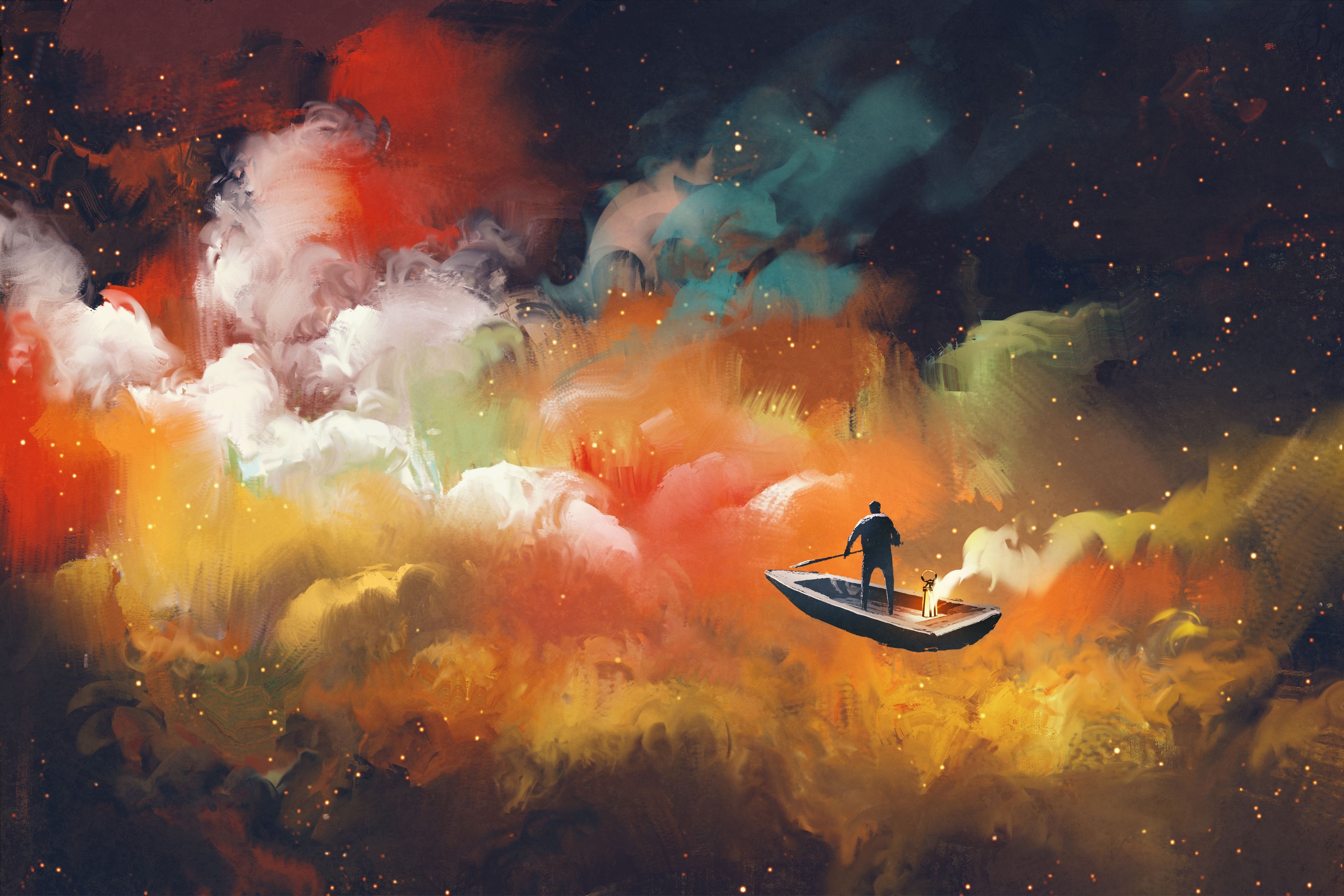 4500x3000 Artistic Cloud Boat Outer Space Floating 4k, HD Artist, 4k Wallpaper, Image, Background, Photo and Picture, Desktop