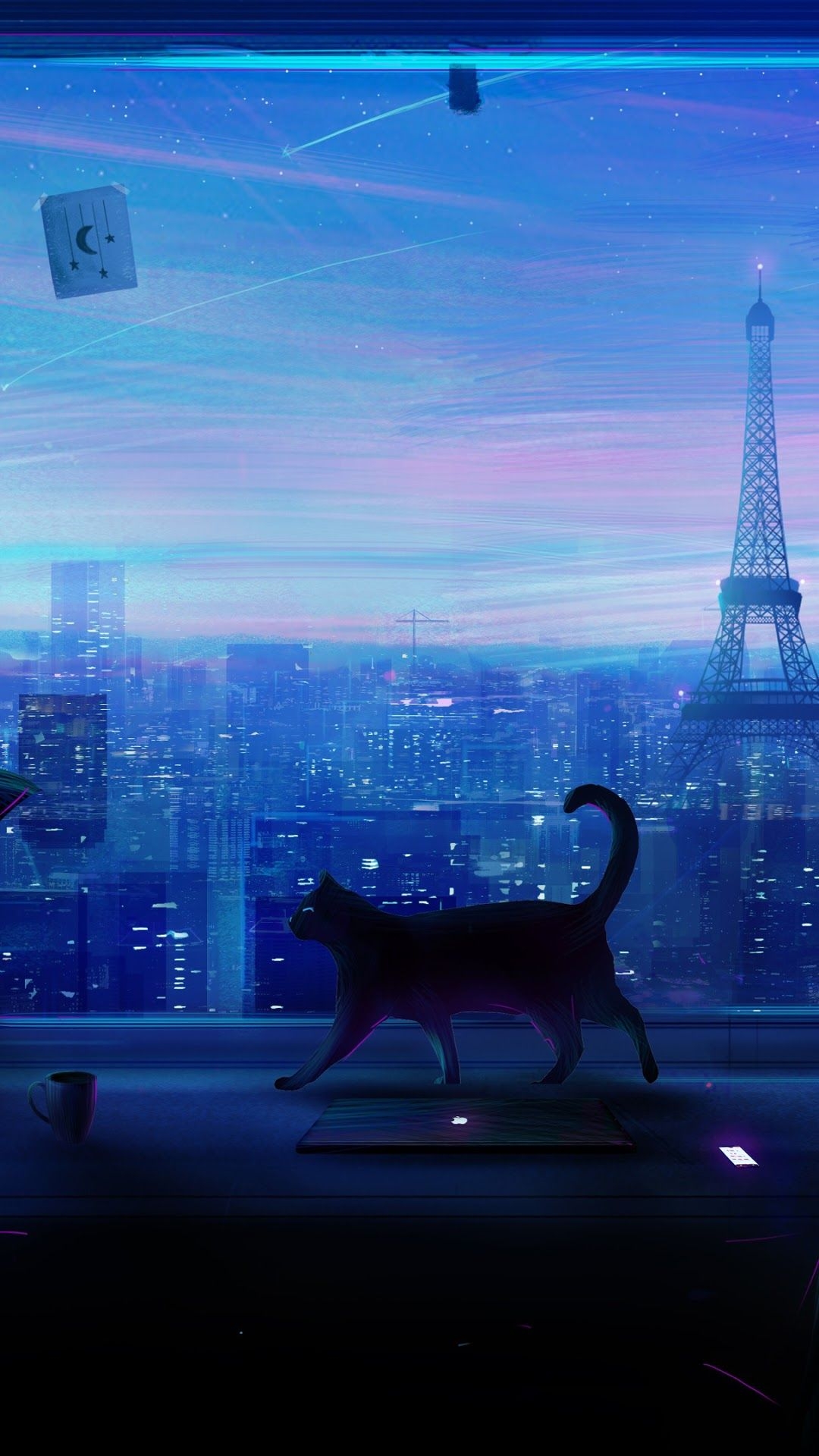 1080x1920 Cat, City, Night, Scenery, Anime phone HD Wallpaper, Image, Background, Photo and Picture HD Wallpaper, Phone