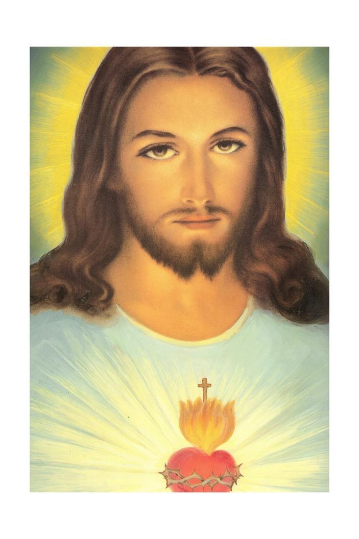 740x1100 The Sacred Heart of Jesus, 19th Century Print Wall Art, Phone