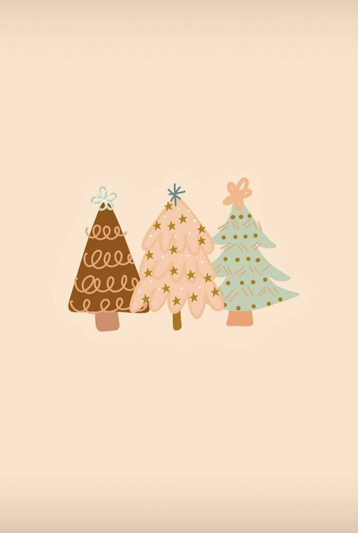 740x1100 Download Cute Christmas iPhone Three Trees Wallpaper, Phone