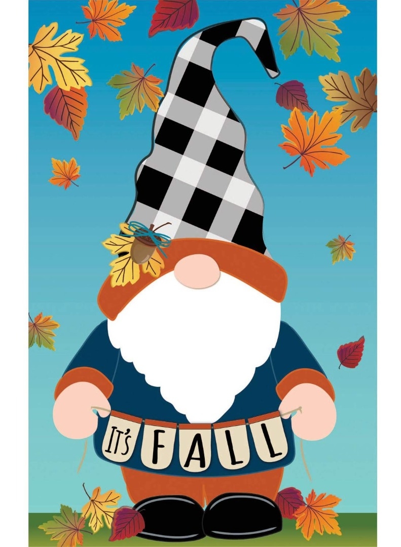 800x1080 Fall Gnome Garden Flag 2 Sided Linen, Phone