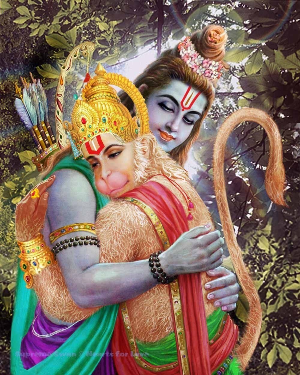 1000x1250 A fine art print of Rama greeting Hanuman. Ram hanuman, Hindu deities, Anjaneya, Phone