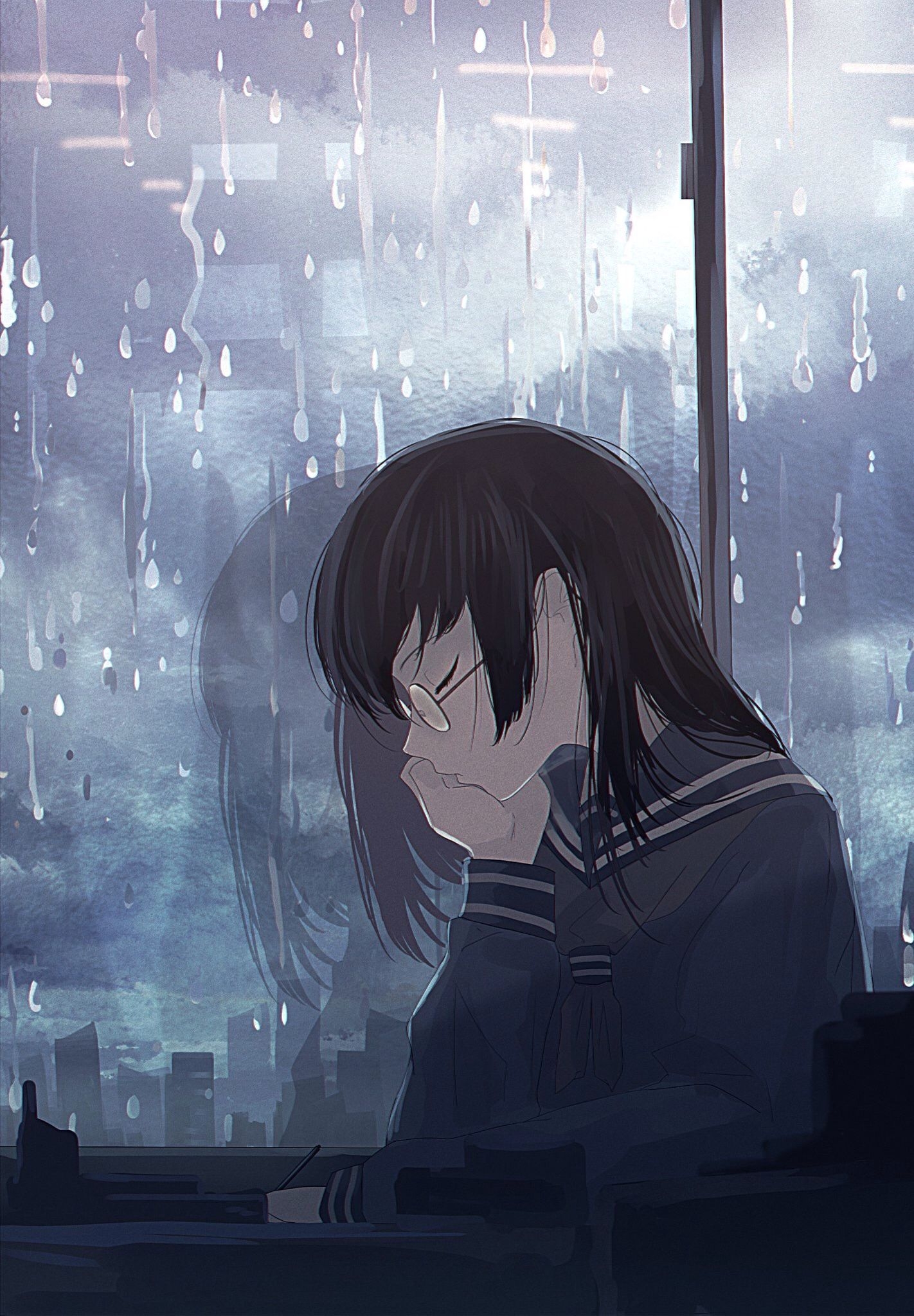 1430x2050 Sad Anime Girl Wallpaper, Phone