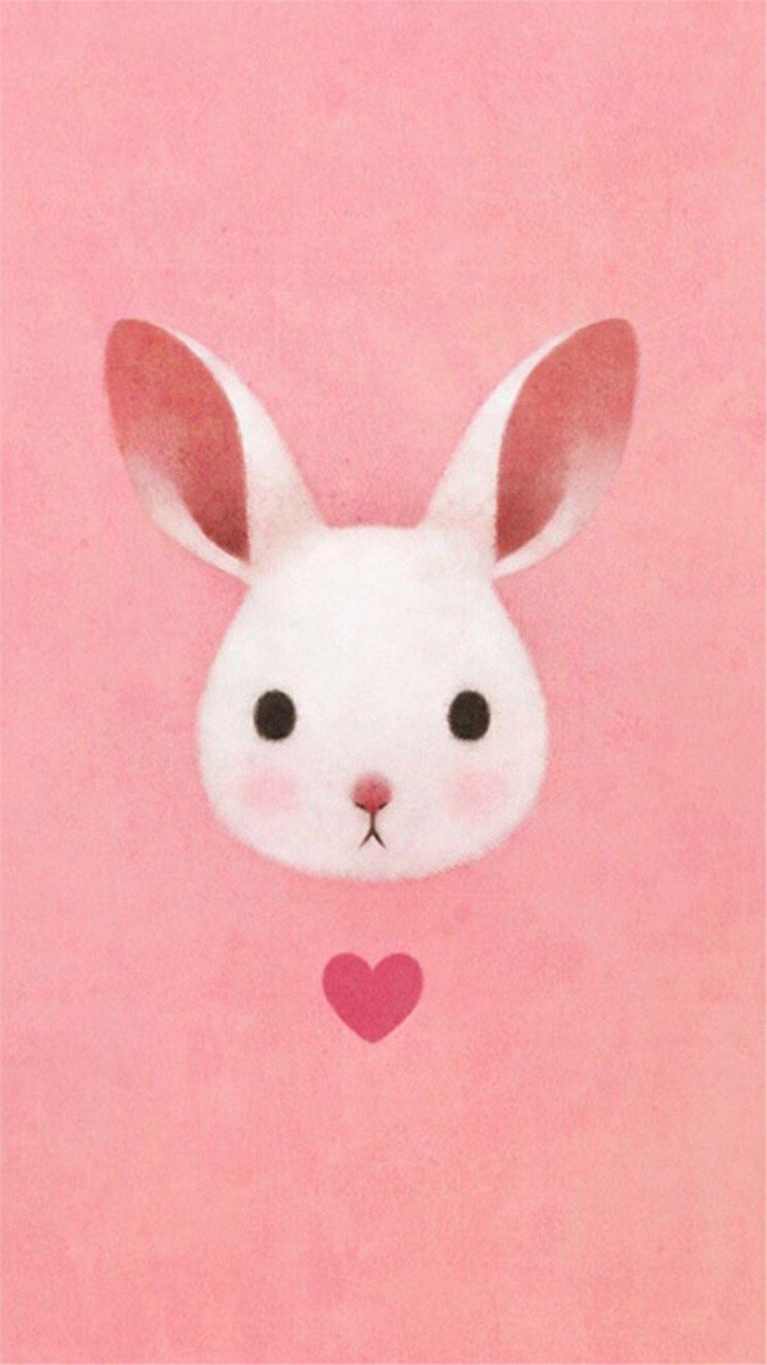 1080x1920 Cute Lovely Pink Rabbit Drawing Art iPhone 8 Wallpaper. ウサギの, Phone