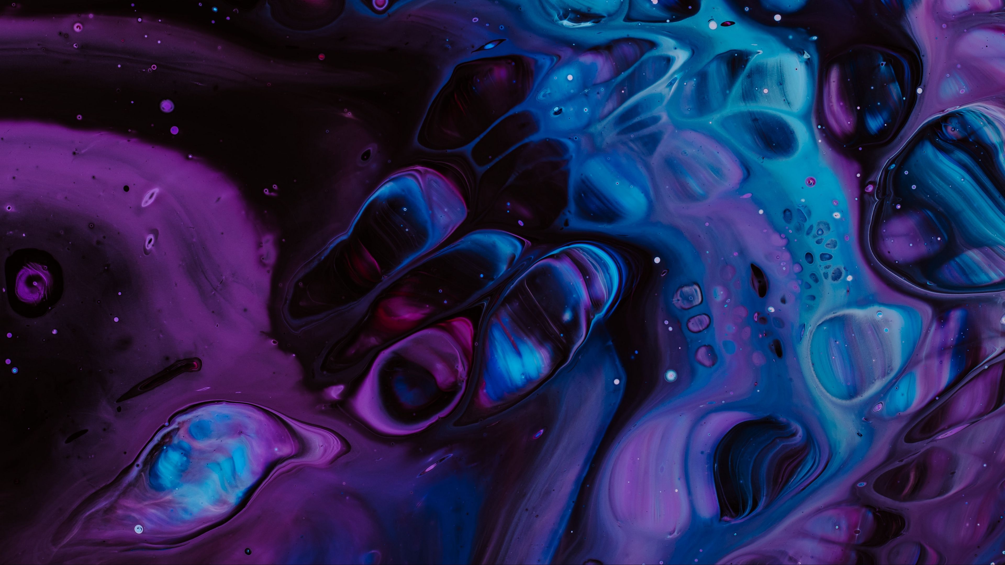 3840x2160 Download wallpaper  paint, spots, liquid, fluid art, stains, blue, purple 4k uhd 16:9 HD background, Desktop