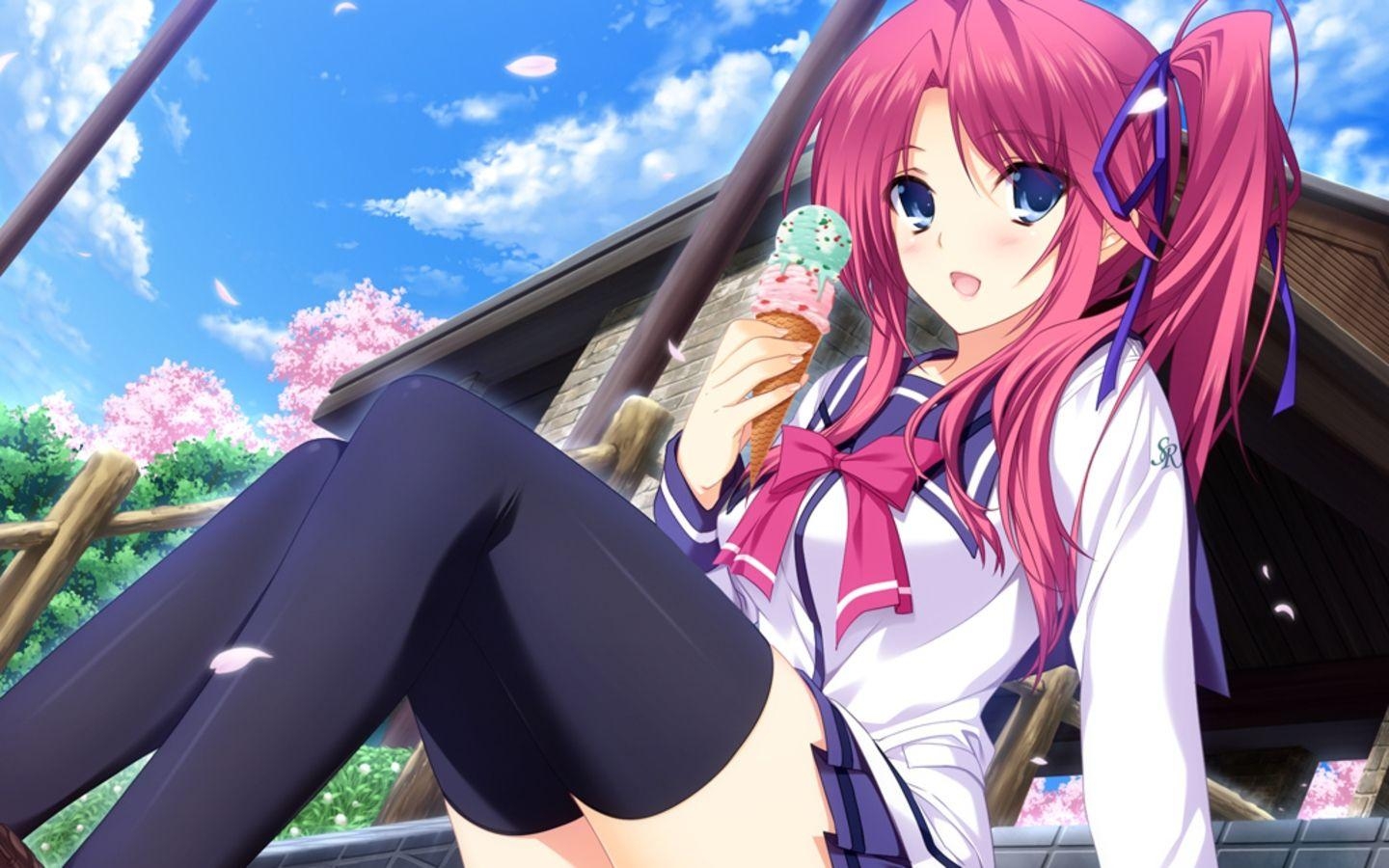 1440x900 Cute Anime Girl Eat Ice Cream Wallpaper Deskto Wallpaper, Desktop