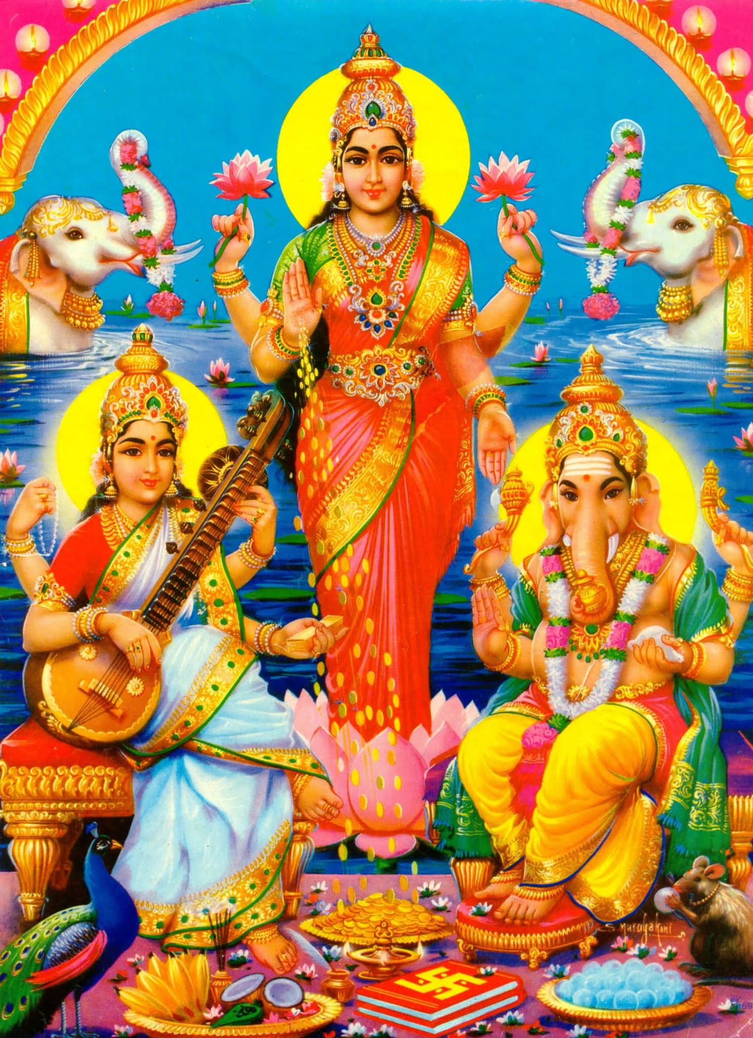 1490x2050 Image Of Maa Saraswati, Lakshmi Mata And Lord Ganesha Mata Ganesh Saraswati, Phone