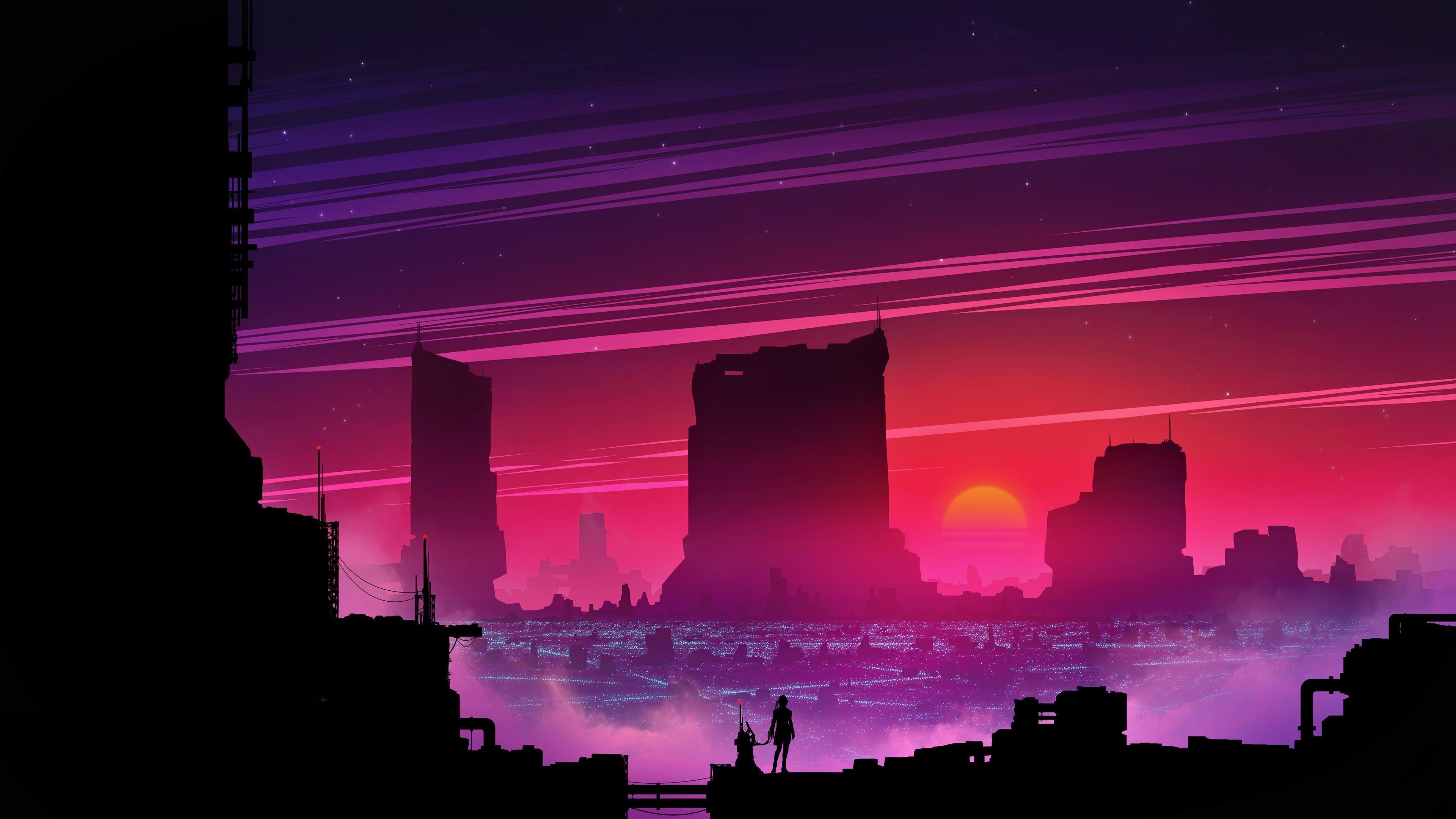 3840x2160 Futuristic City Sunset 4K wallpaper. Sunset city, Futuristic city, Future wallpaper, Desktop