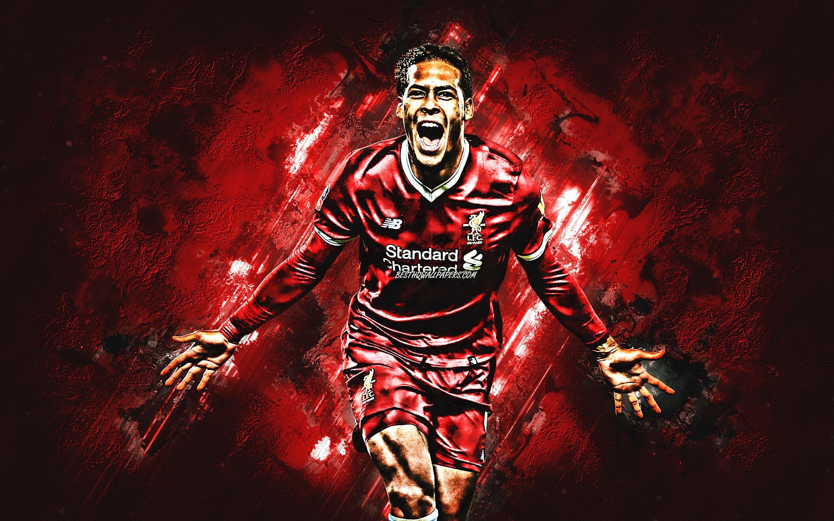 2880x1800 Download wallpaper Virgil van Dijk, Liverpool FC, defender, joy, Desktop